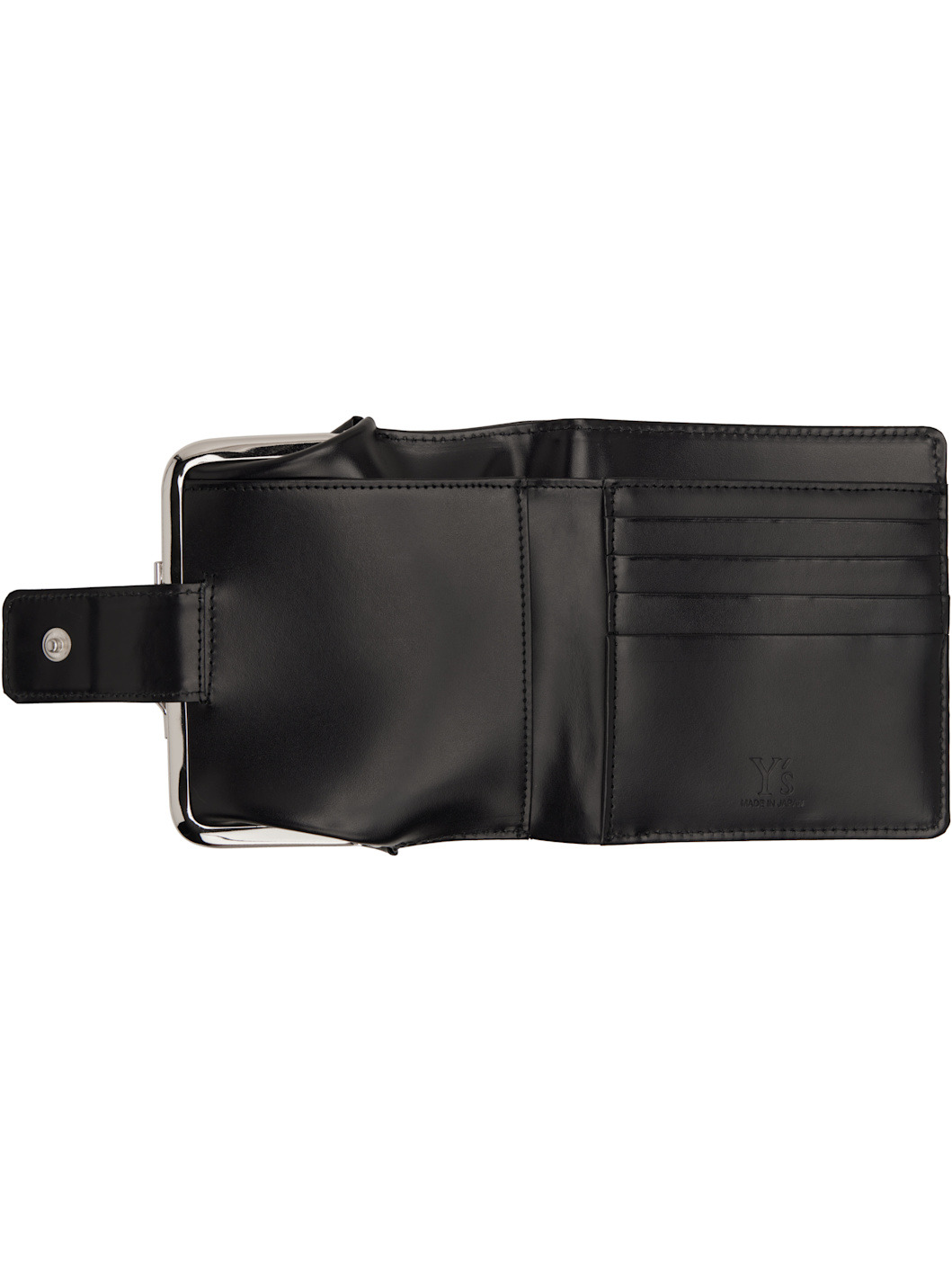 Black Glossy Smooth Leather Small Wallet - 3