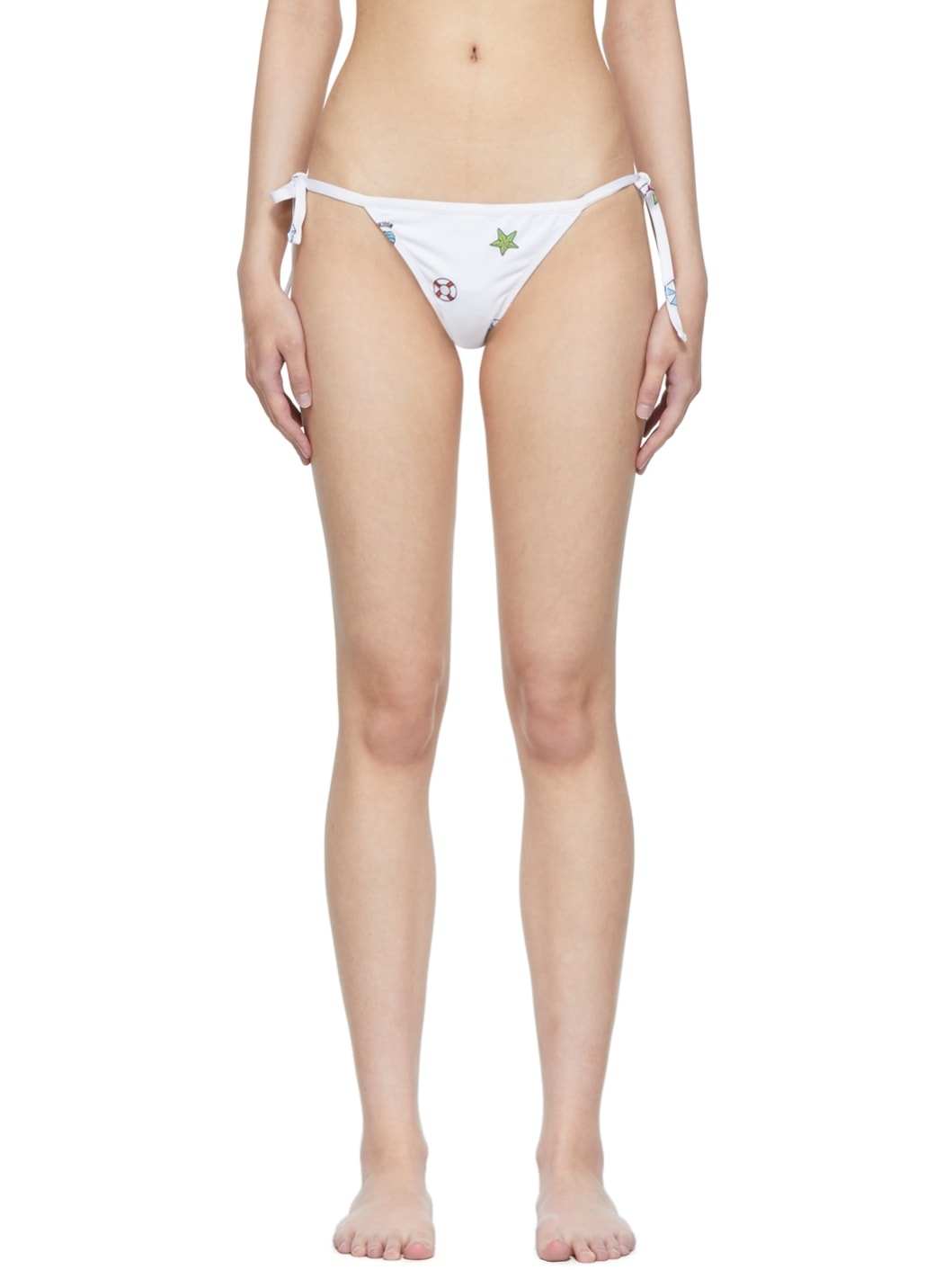 White Polyester Bikini Bottoms - 1