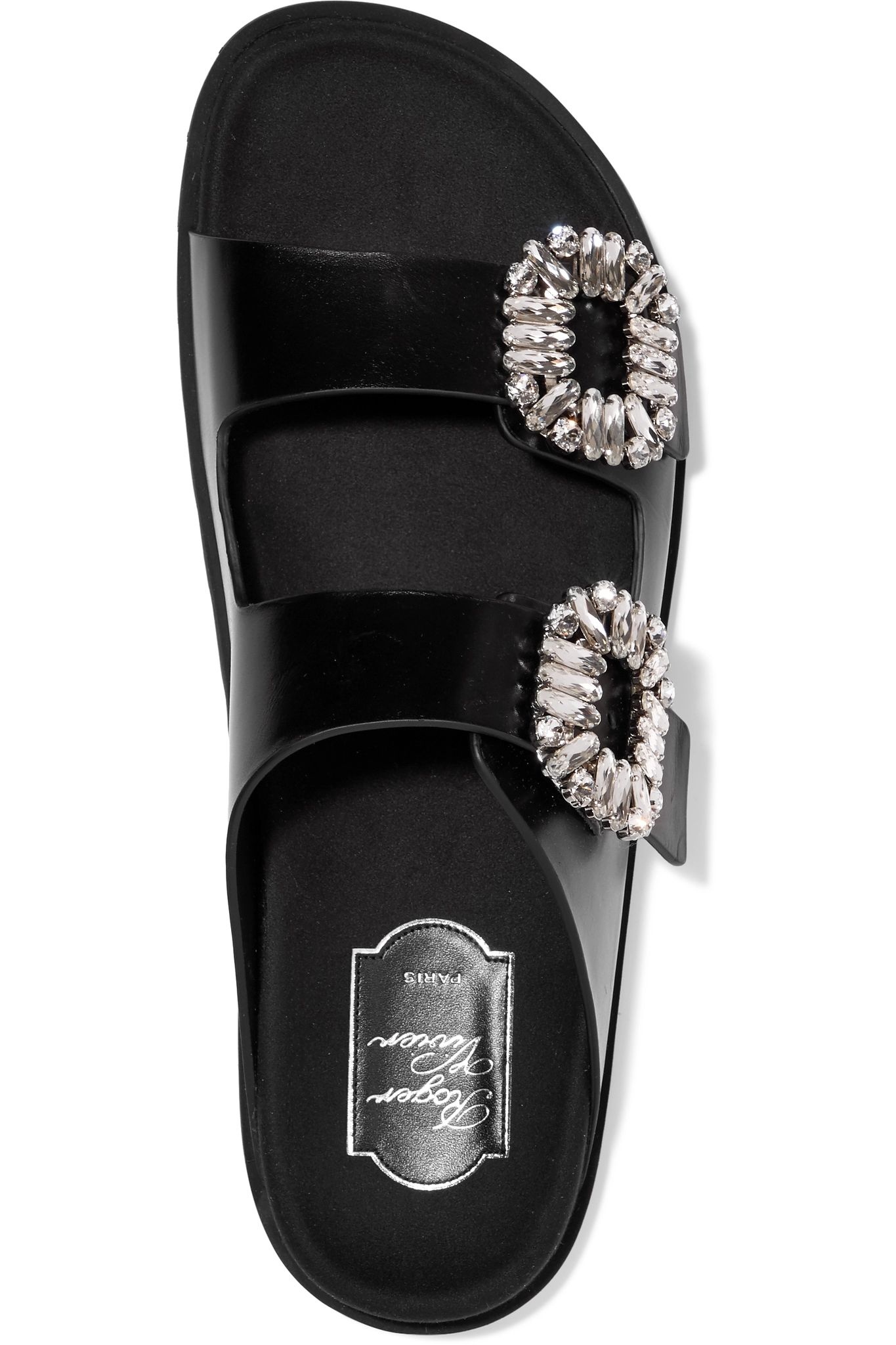 Slidy Viv crystal-embellished leather slides - 6