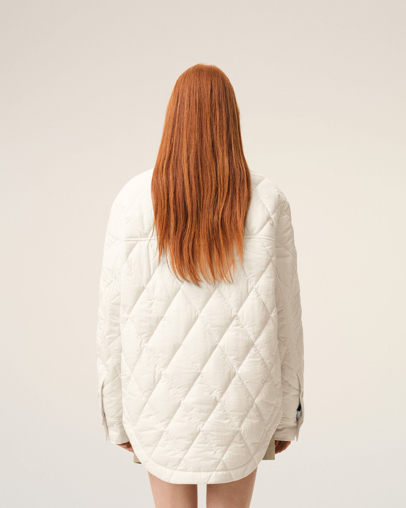 WHITE NYLON PADDED BUTTONED JACKET 5