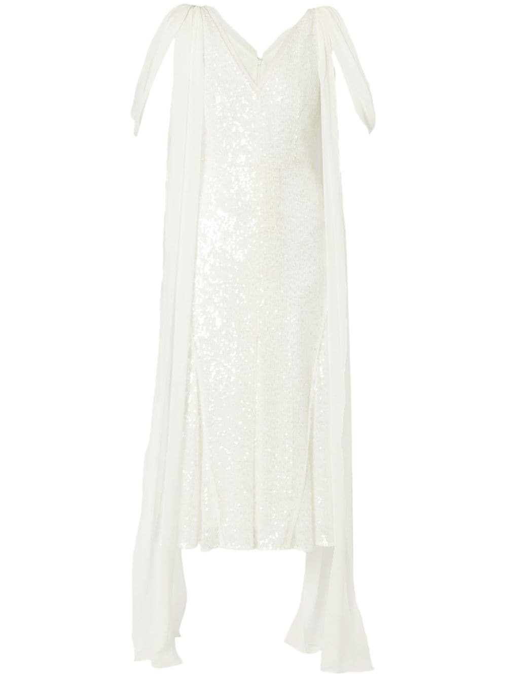 draped-detailing sequined dress - 1