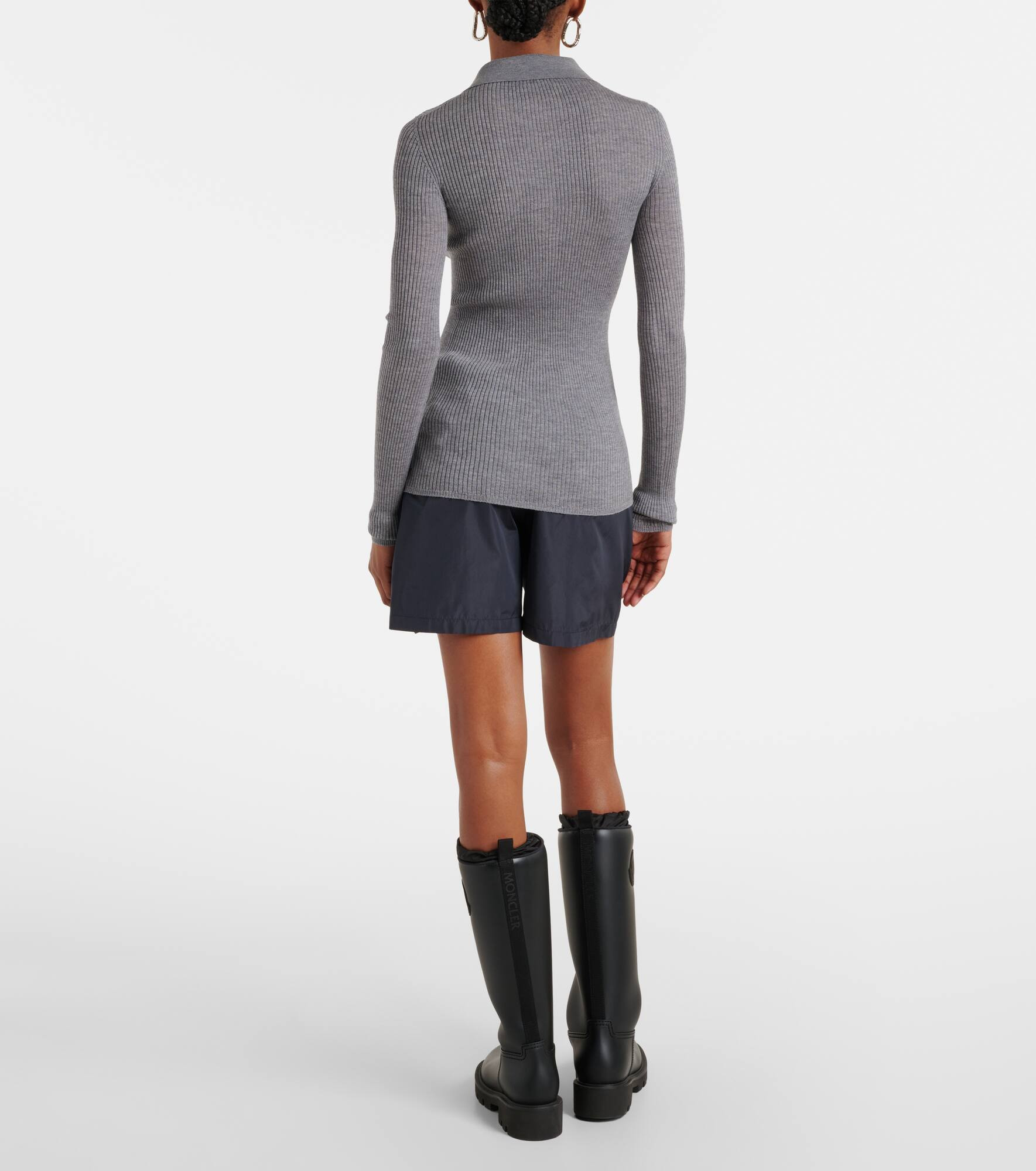 Ribbed-knit wool polo shirt - 3