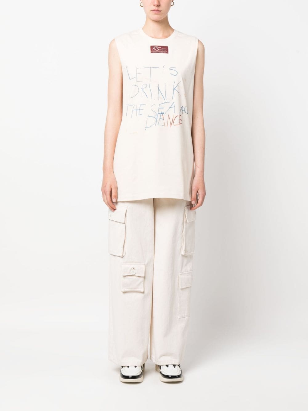 slogan-print cotton vest - 3