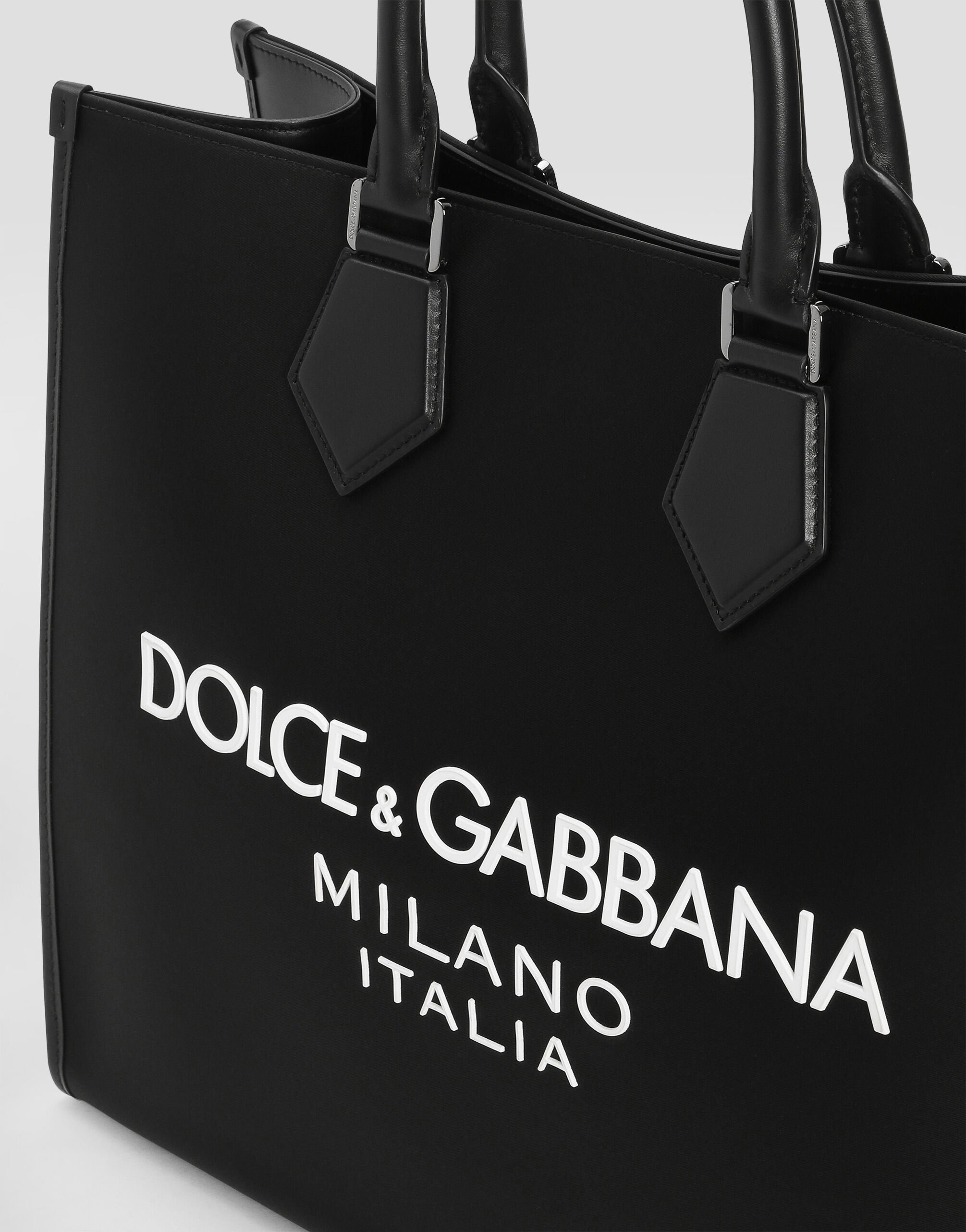 Large nylon shopper with rubberized logo - 6