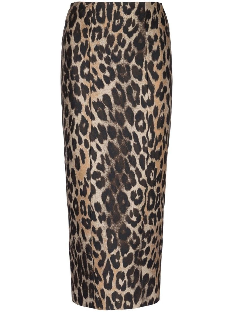 leopard-print straight skirt - 1