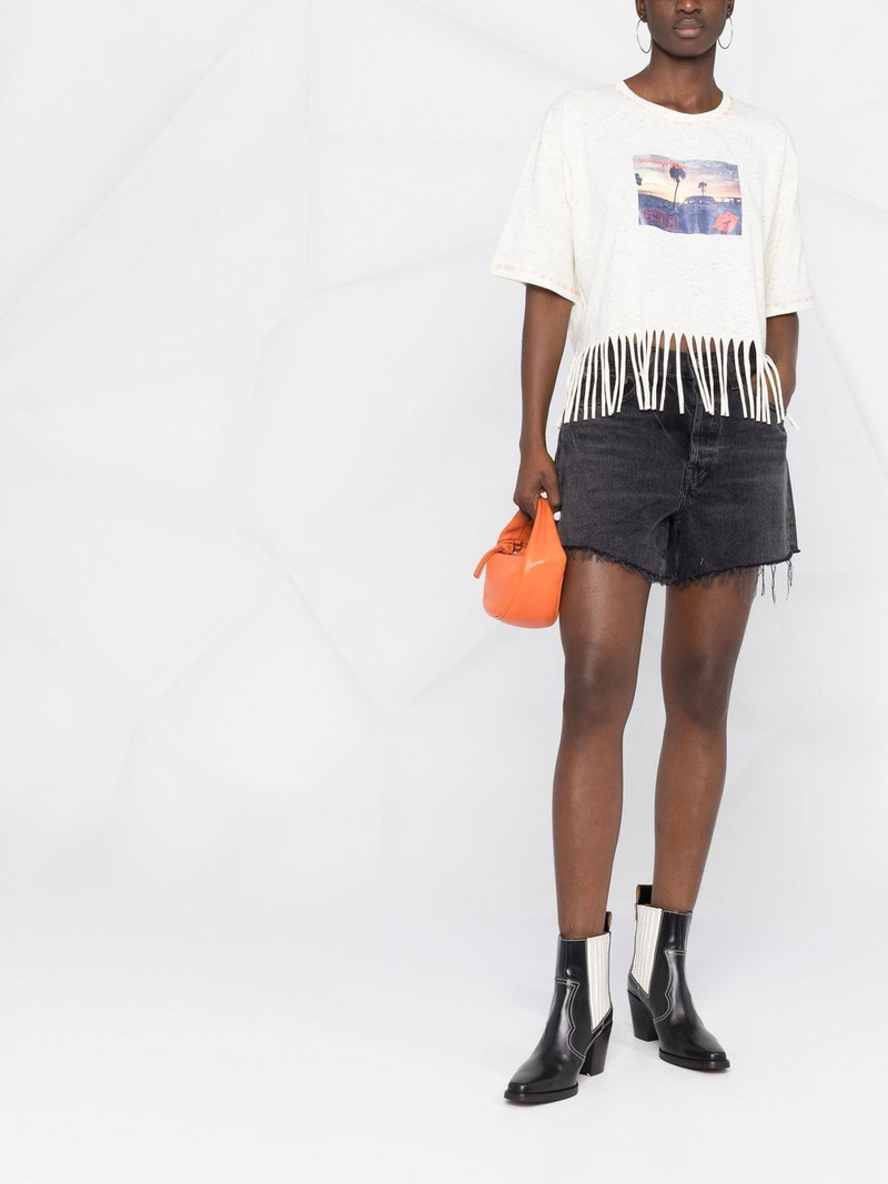 GANNI photo-print fringed T-shirt outlook
