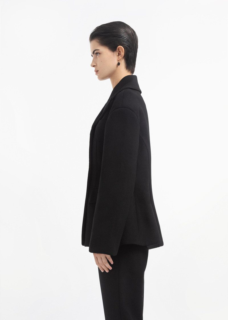 Oversized Double Breasted Peplum Jacket in Wool 4