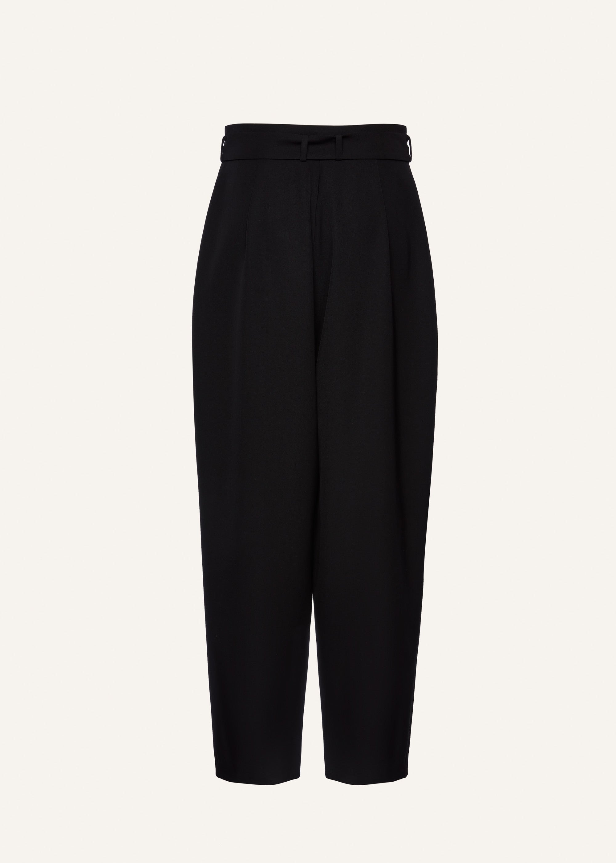 Wide belted tapered trousers in black - 2