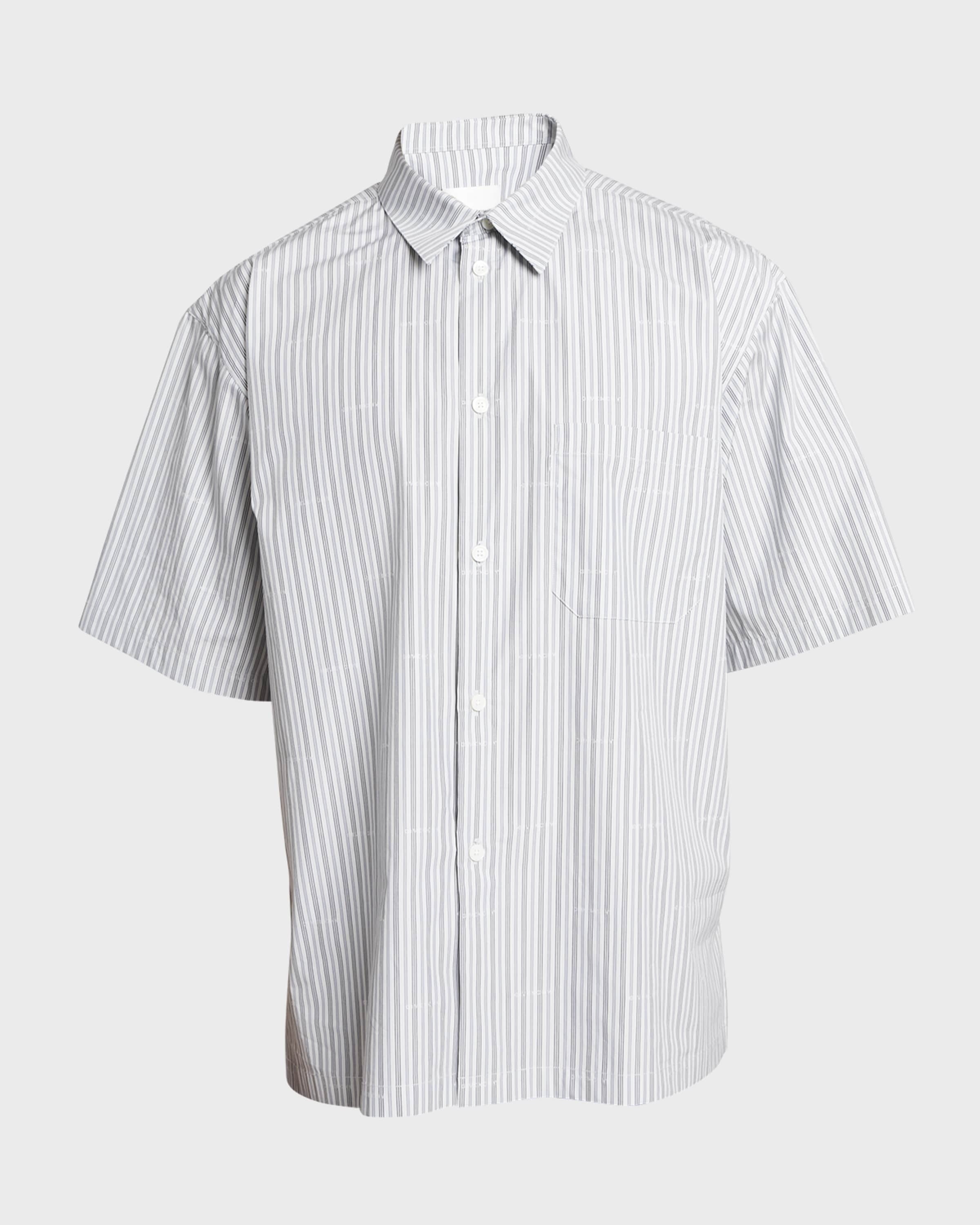 Men's Boxy Logo Stripe Button-Down Shirt - 1