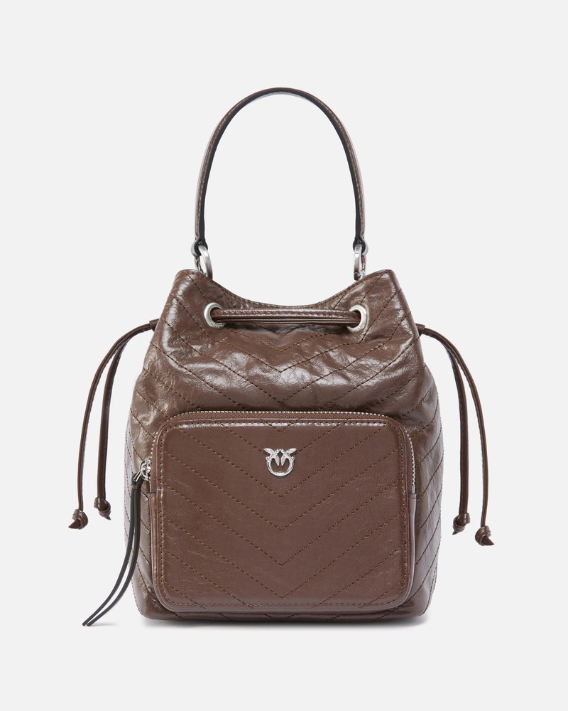 SMALL LEATHER CARGO BUCKET BAG WITH POCKET 1