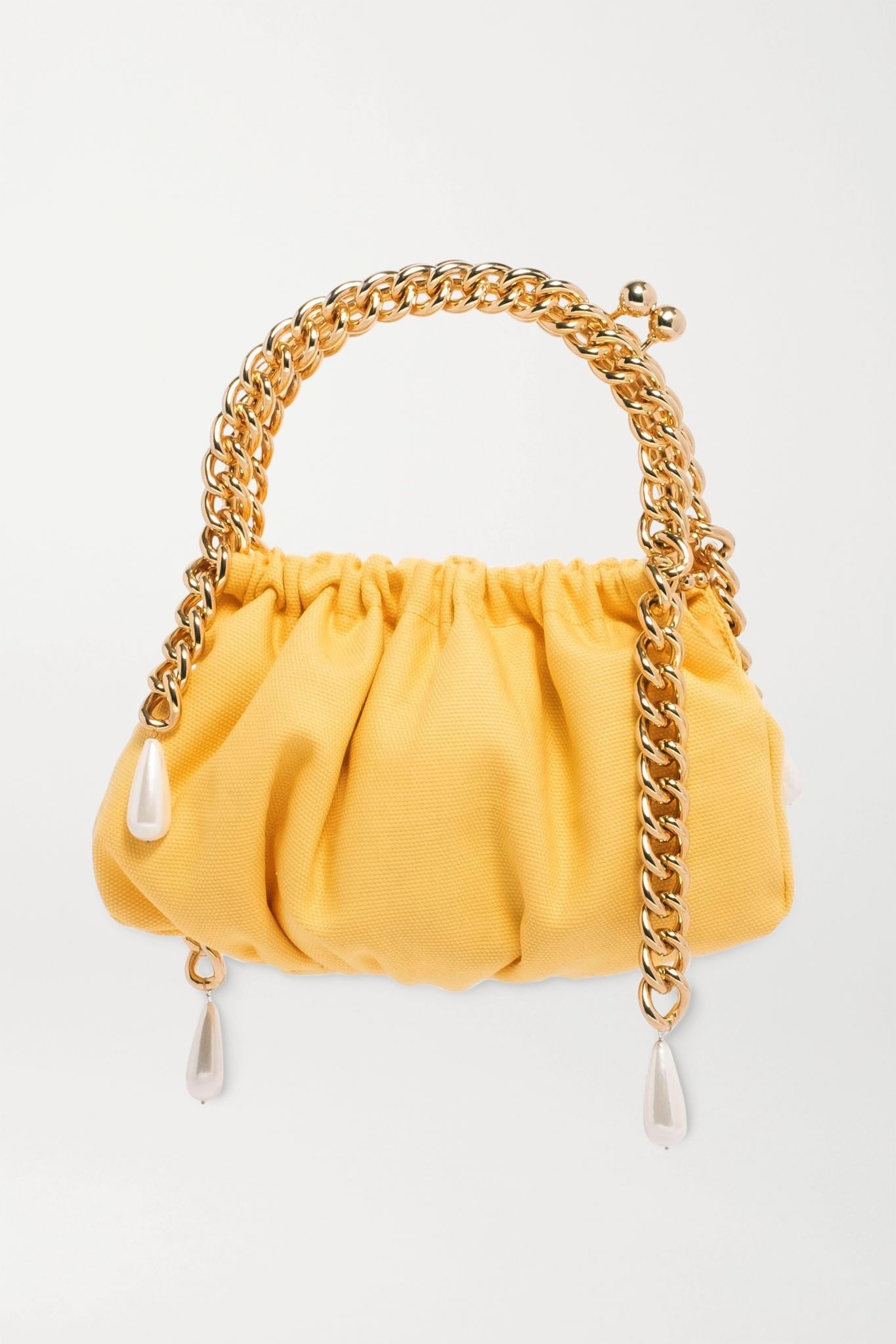 Maria Luisa faux pearl-embellished cotton and gold-tone tote  - 1