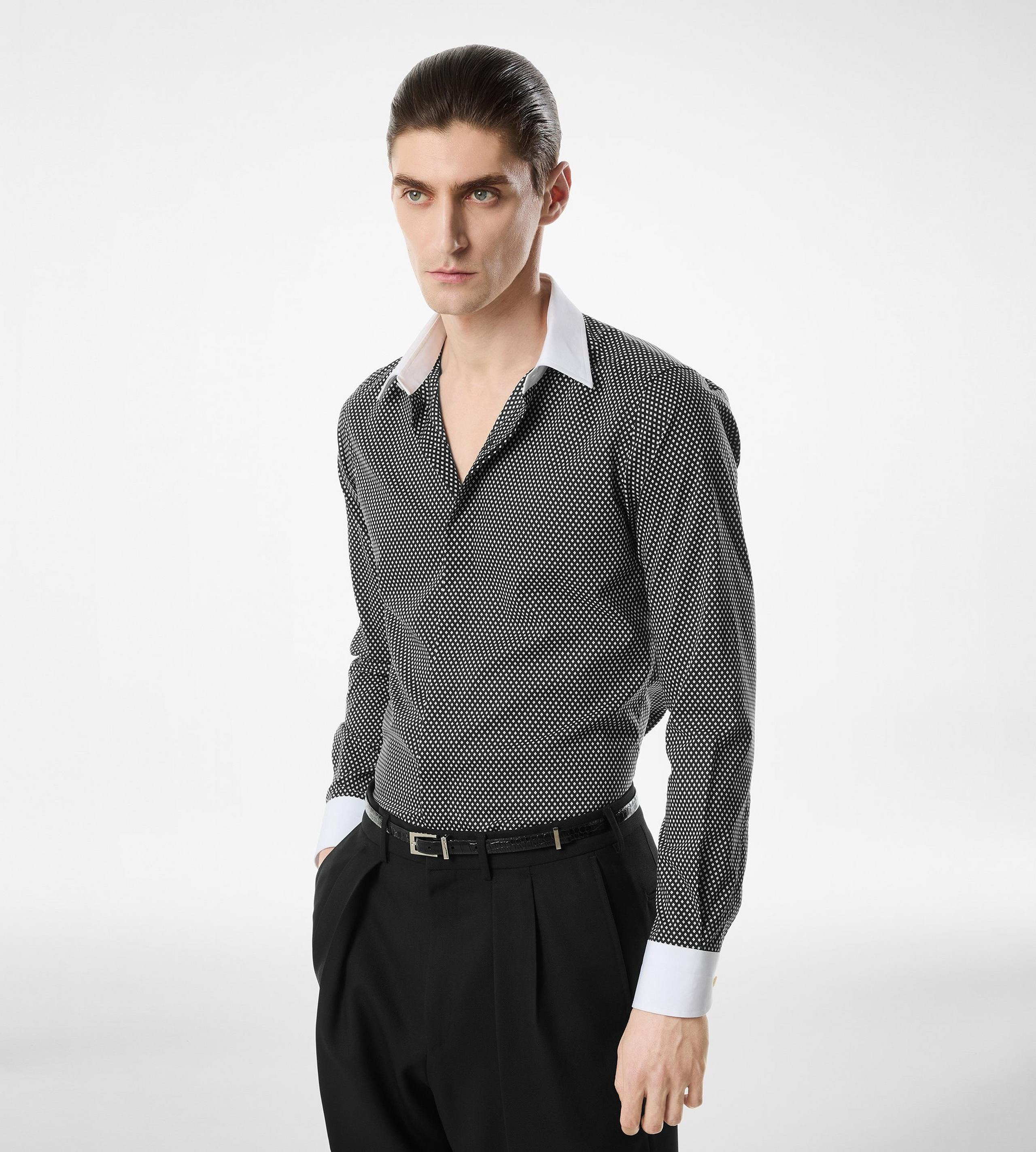 DIAMOND PRINT COTTON CLASSIC FIT SHIRT - 4