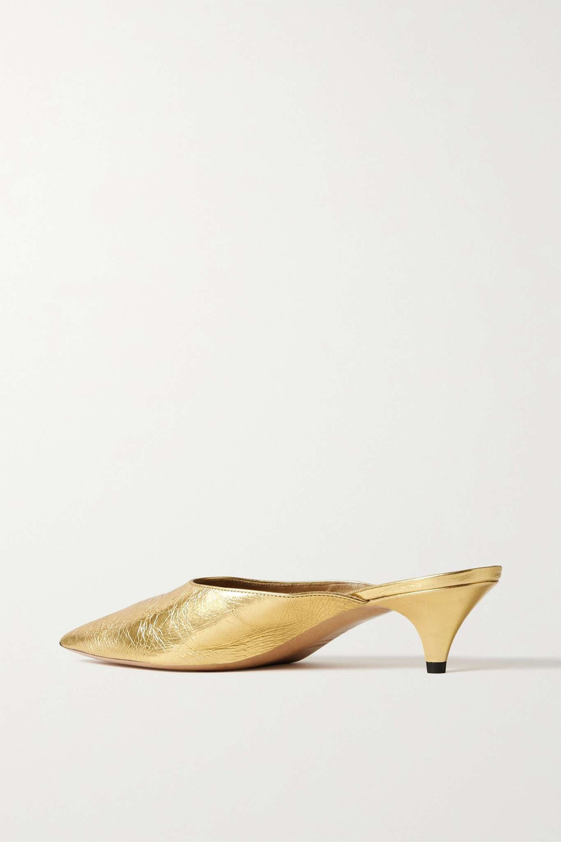River metallic crinkled-leather mules 3