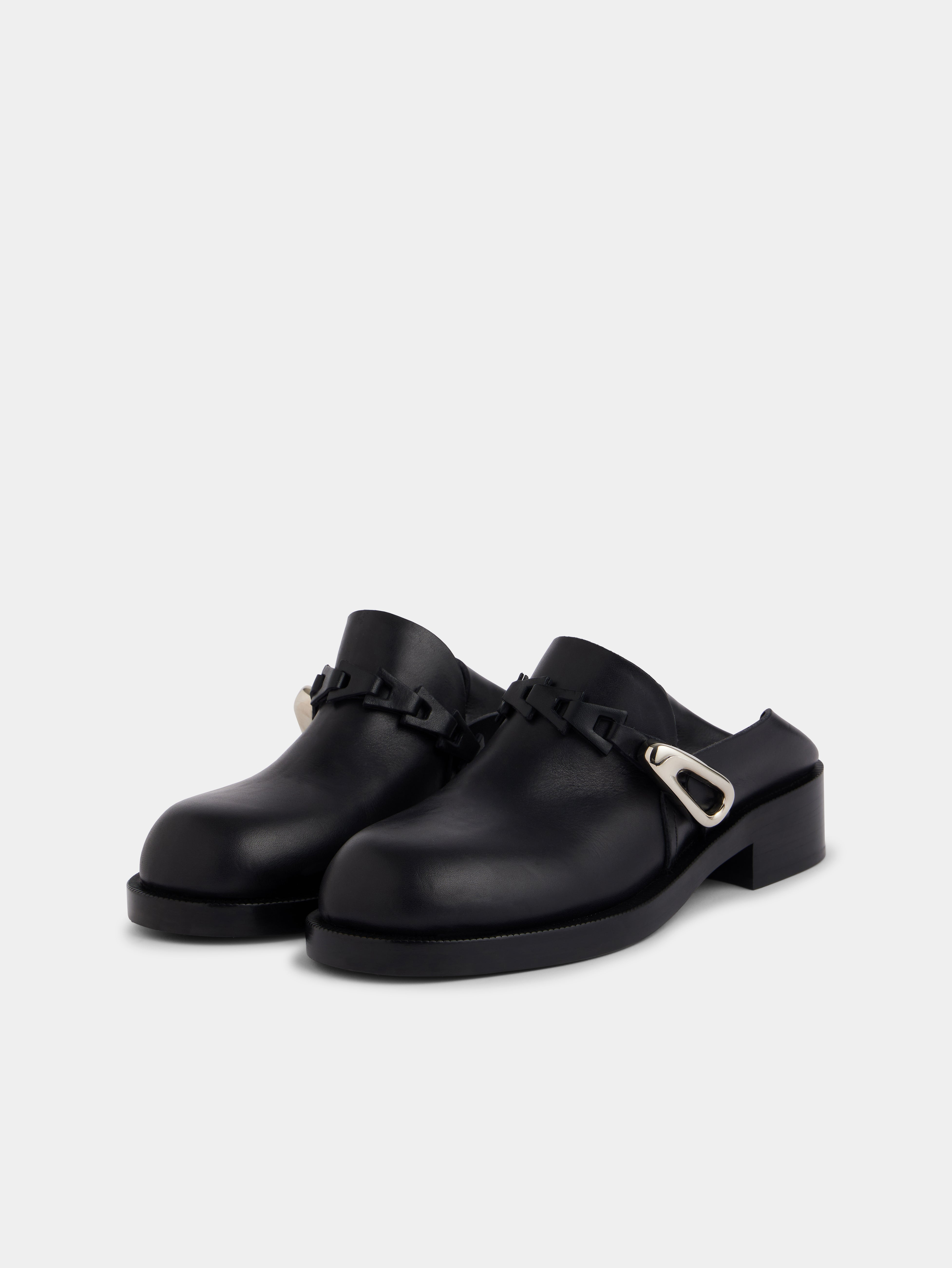 BLACK MULES IN SMOOTH LEATHER - 2