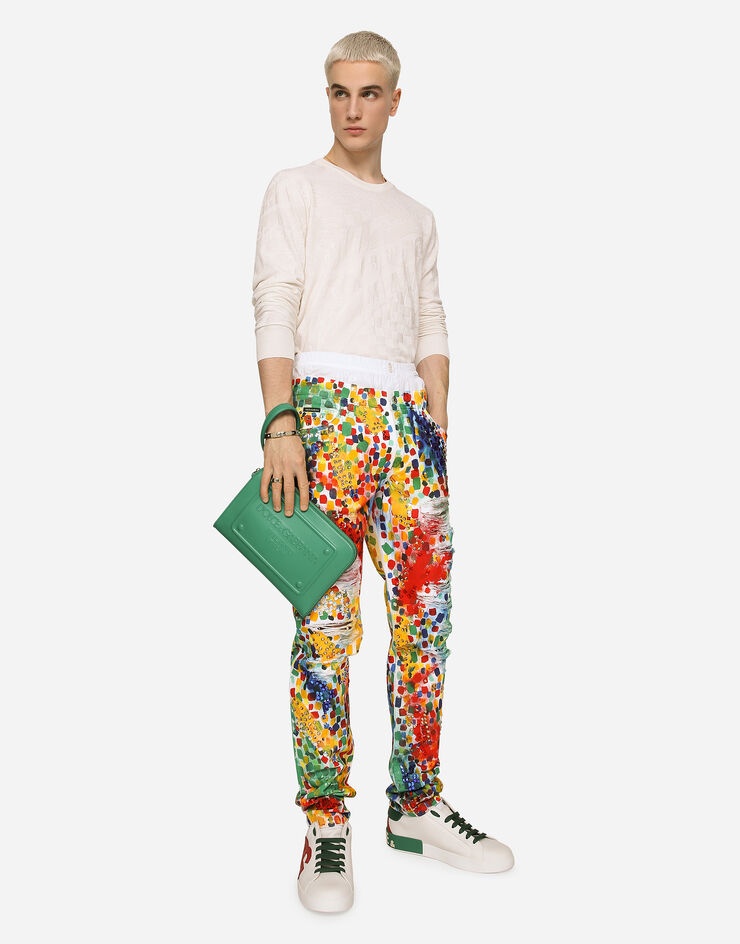 Printed regular-fit jeans with rips - 5