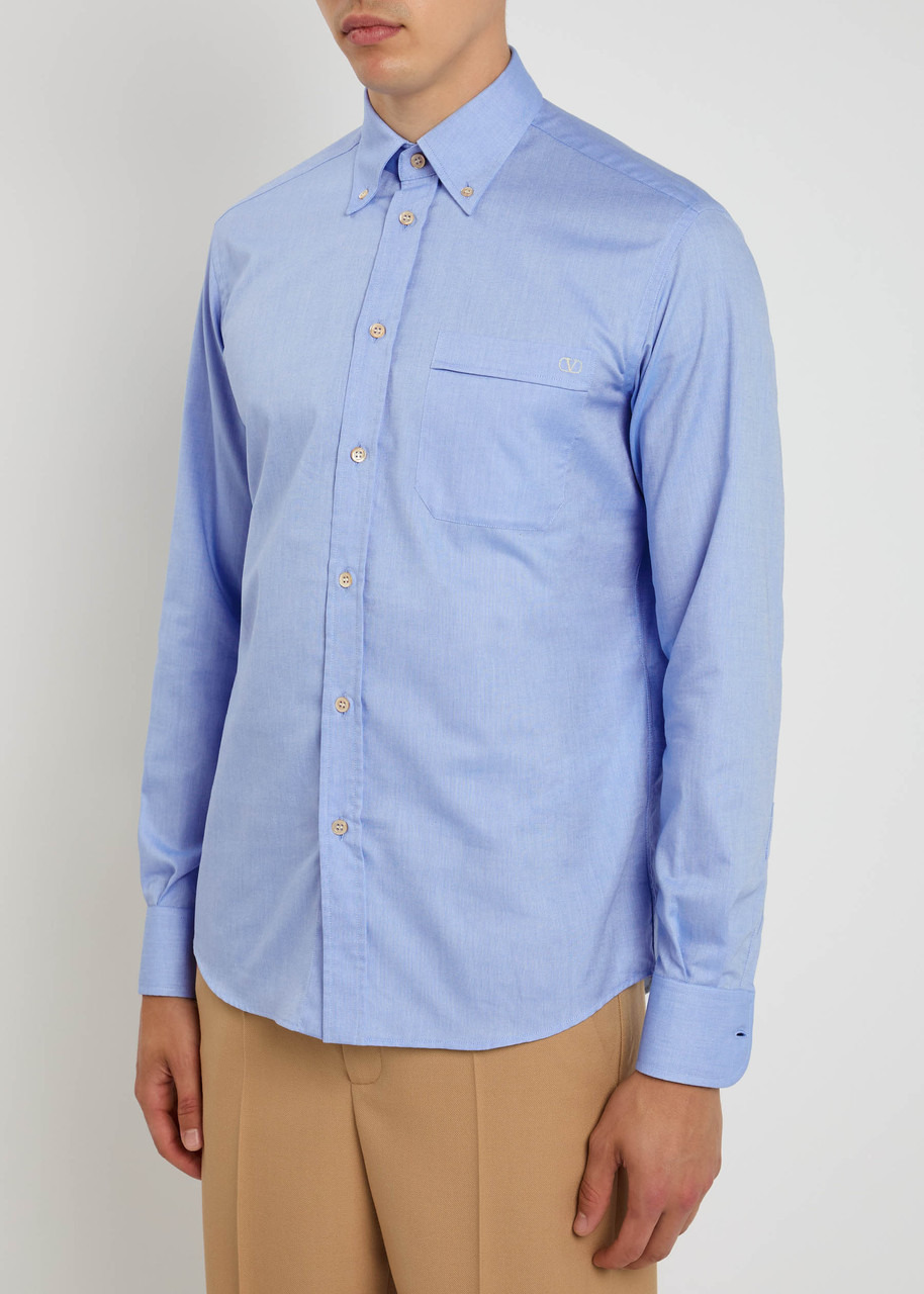 Valentino Garavani Logo-embroidered Cotton Oxford Shirt - 2