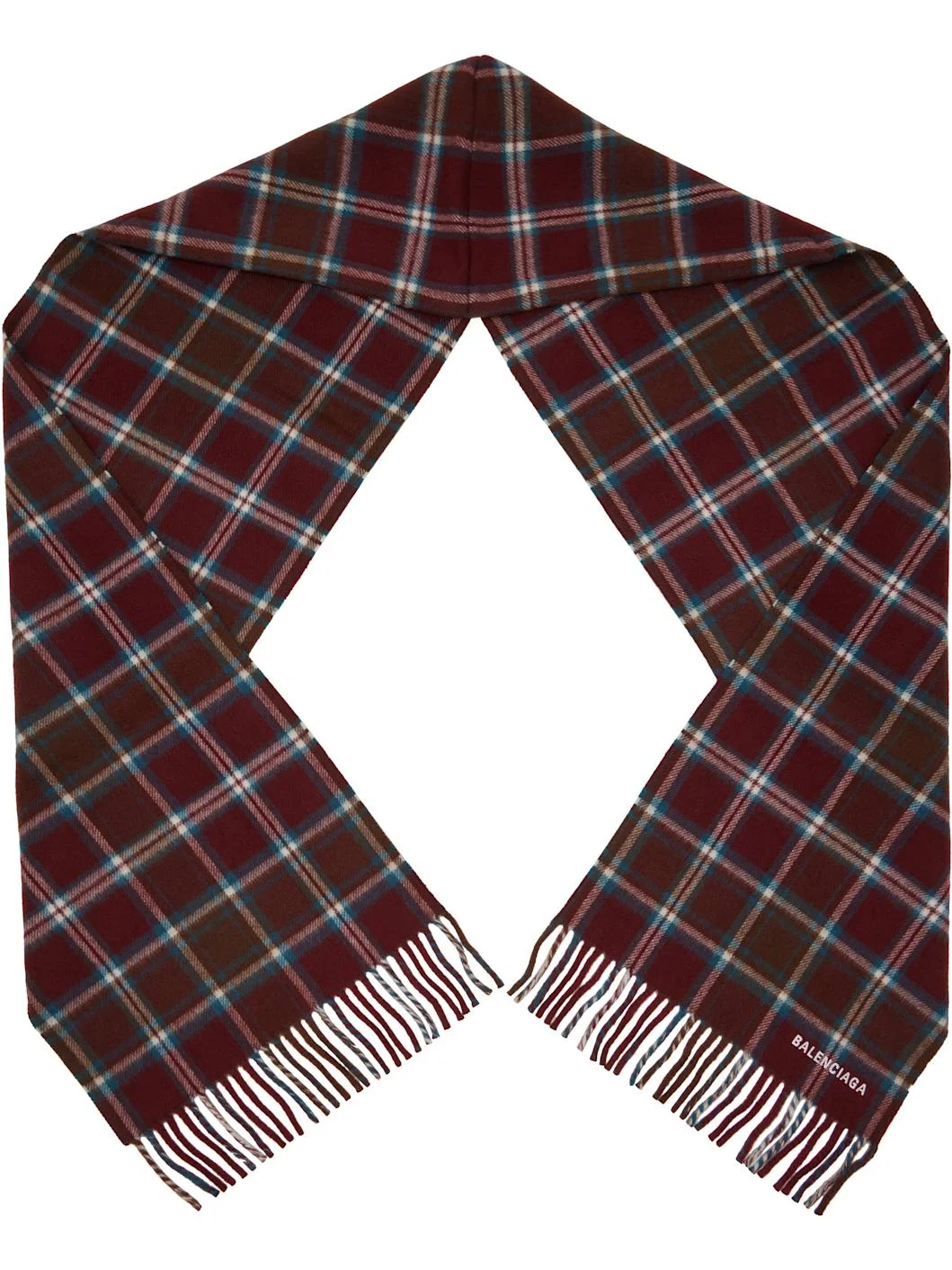 Red Wool Hooded Scarf - 1
