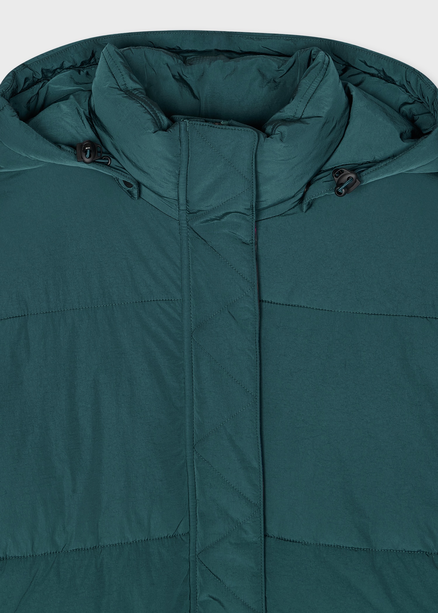Women's Peacock Blue Recycled-Nylon Wadded Coat - 4