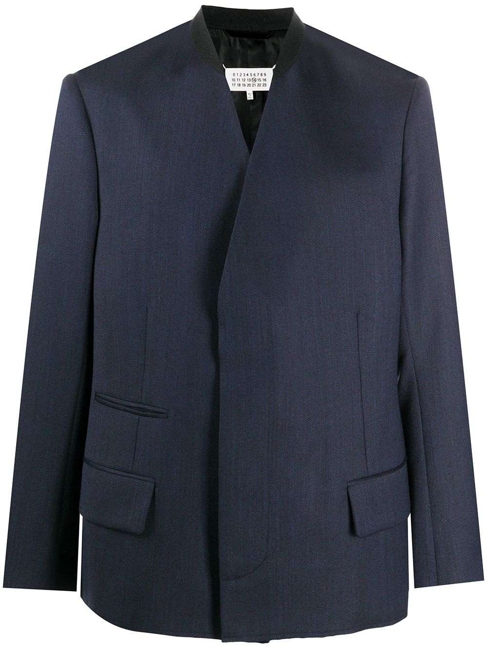 collarless wool jacket - 1