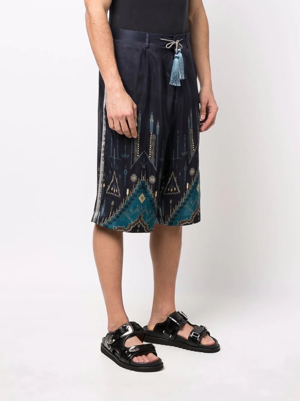 geometric-print tie-waist shorts - 3