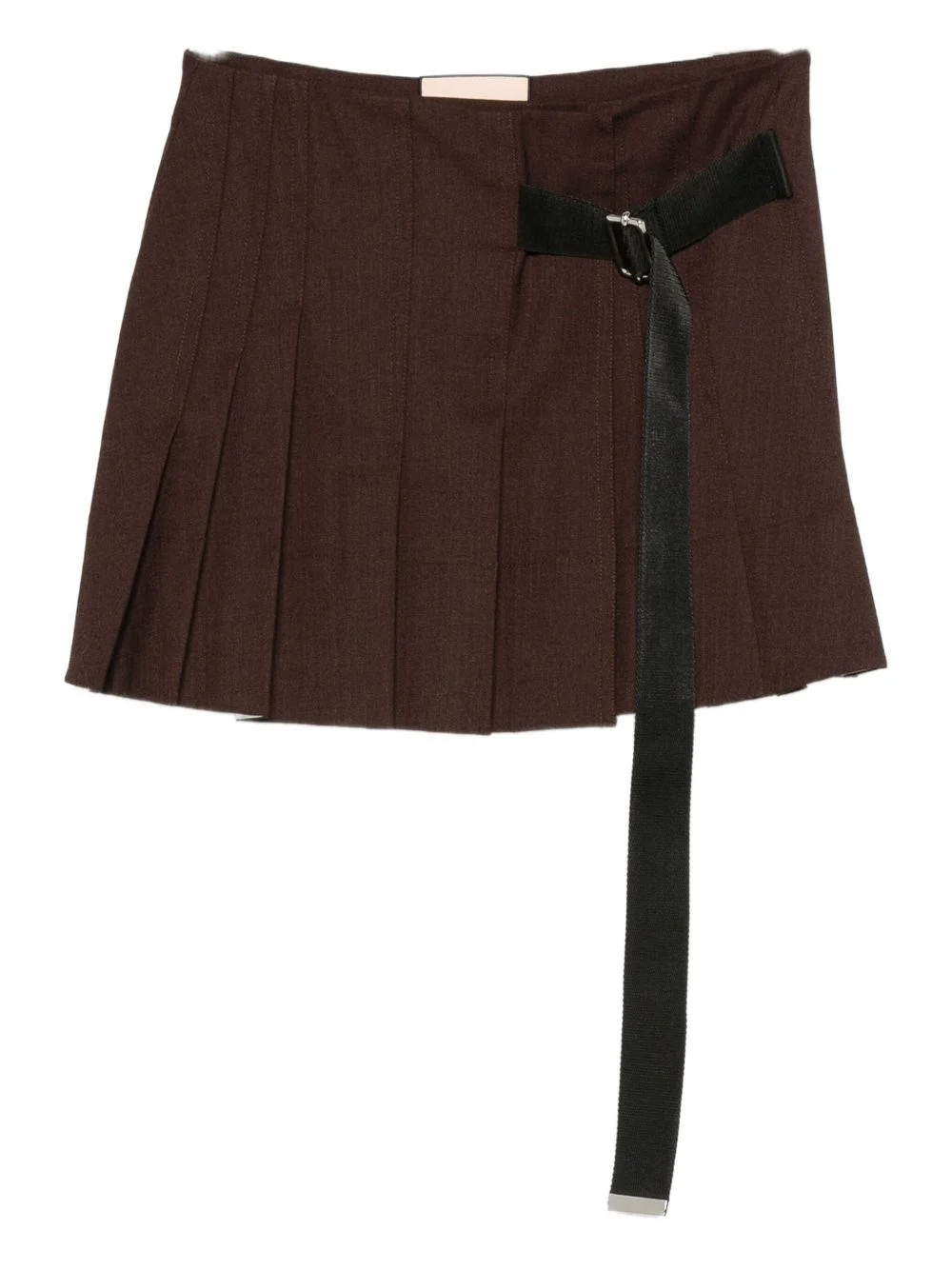 Pleated Mini Skirt with Belt - 1