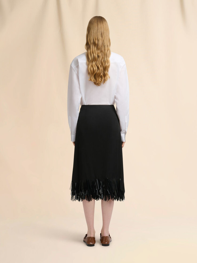BLACK SATIN SKIRT WITH SEQUIN FLOWERS 3