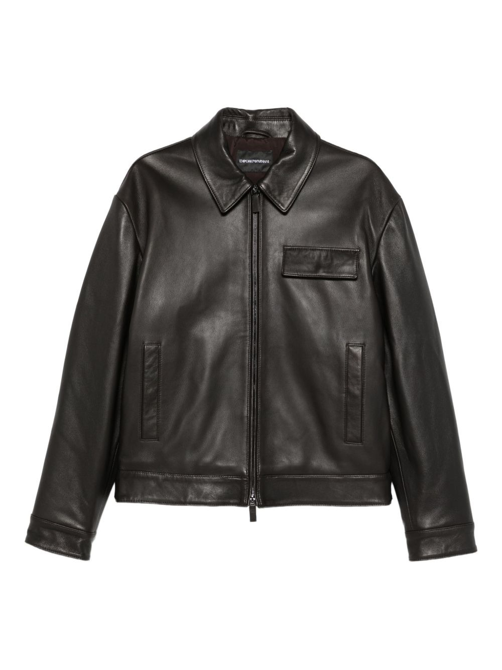 zip-fastening leather jacket - 1