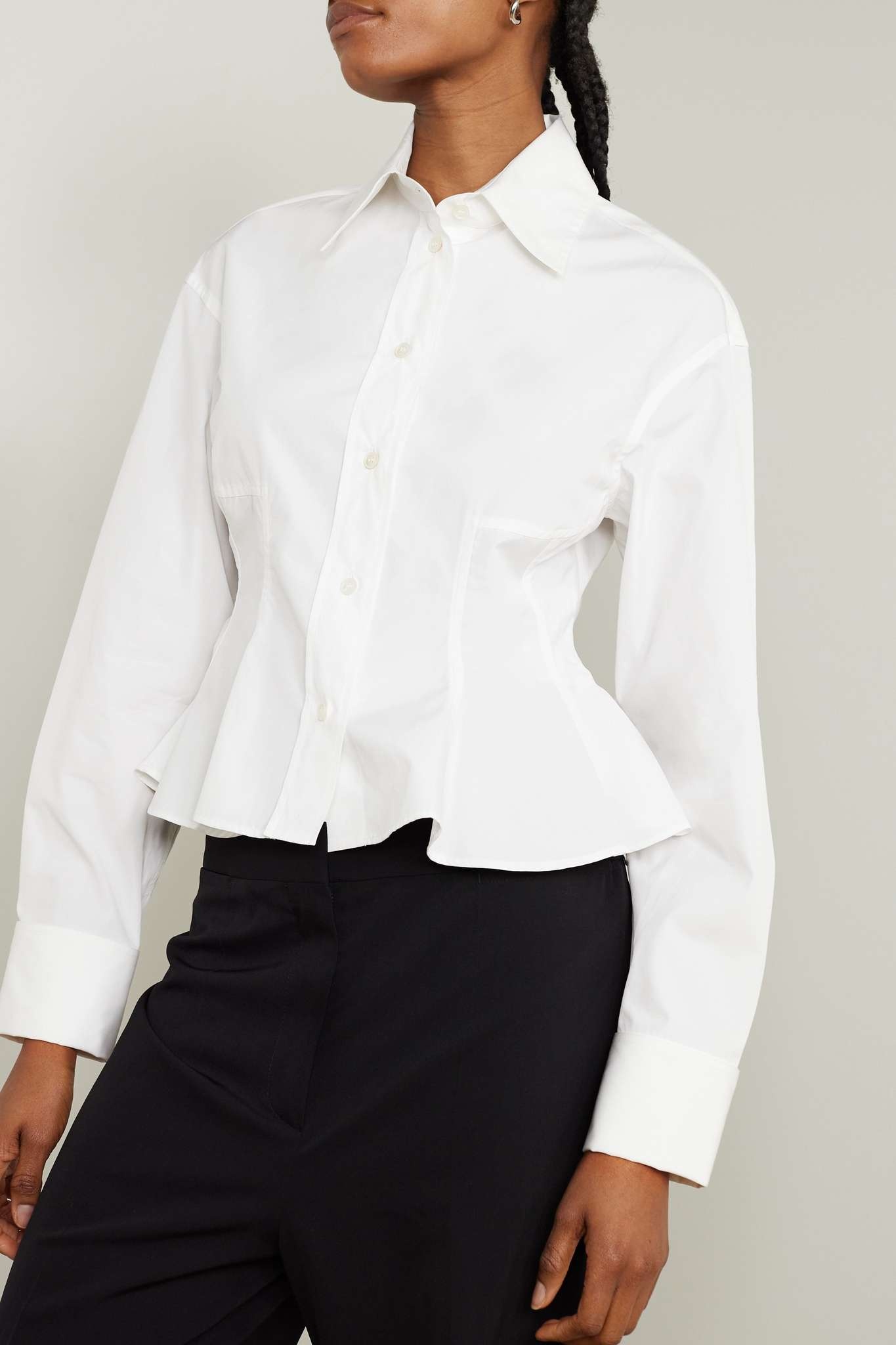 + NET SUSTAIN cotton-poplin peplum shirt - 3