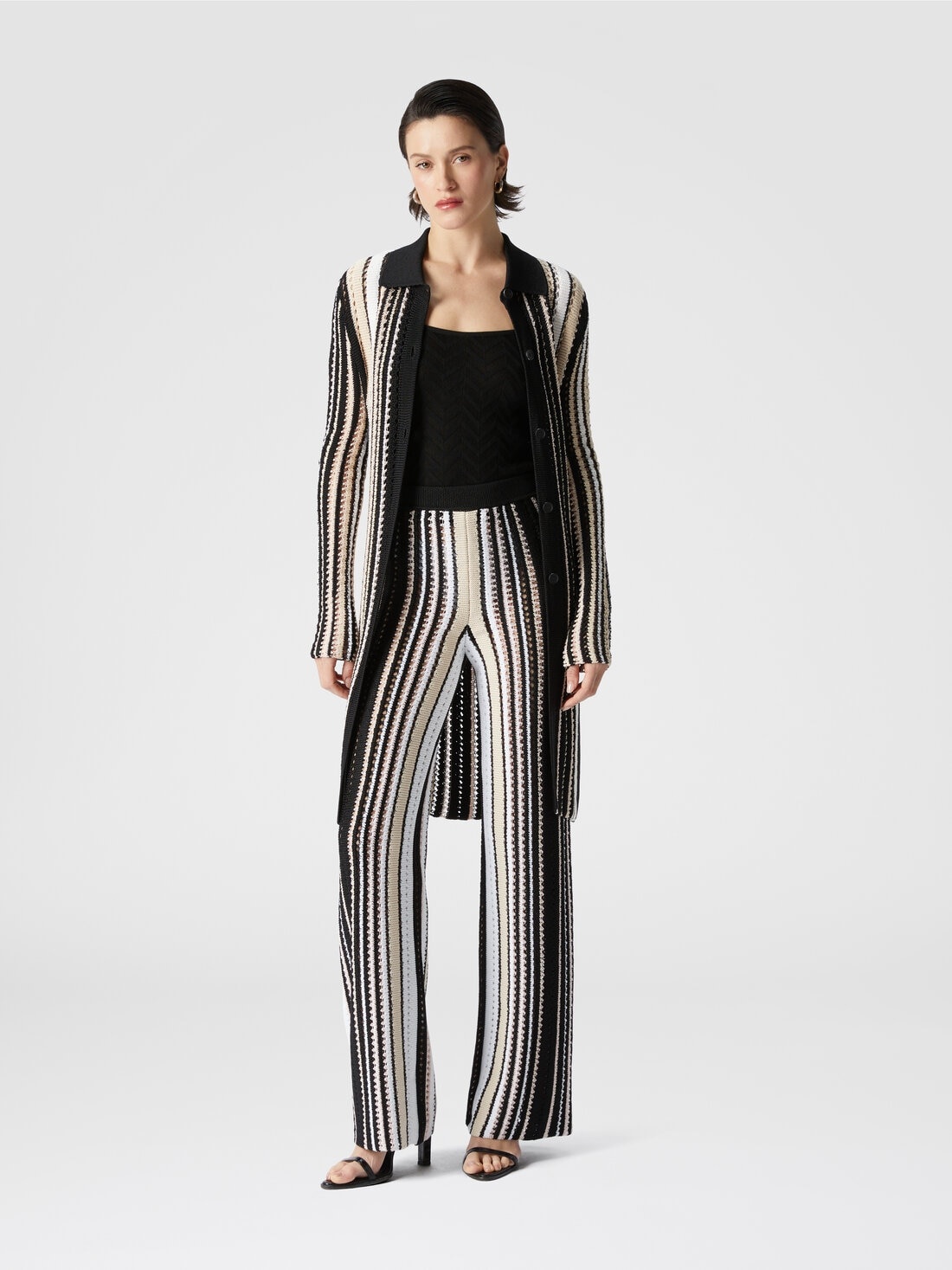 Straight trousers in striped crochet - 2