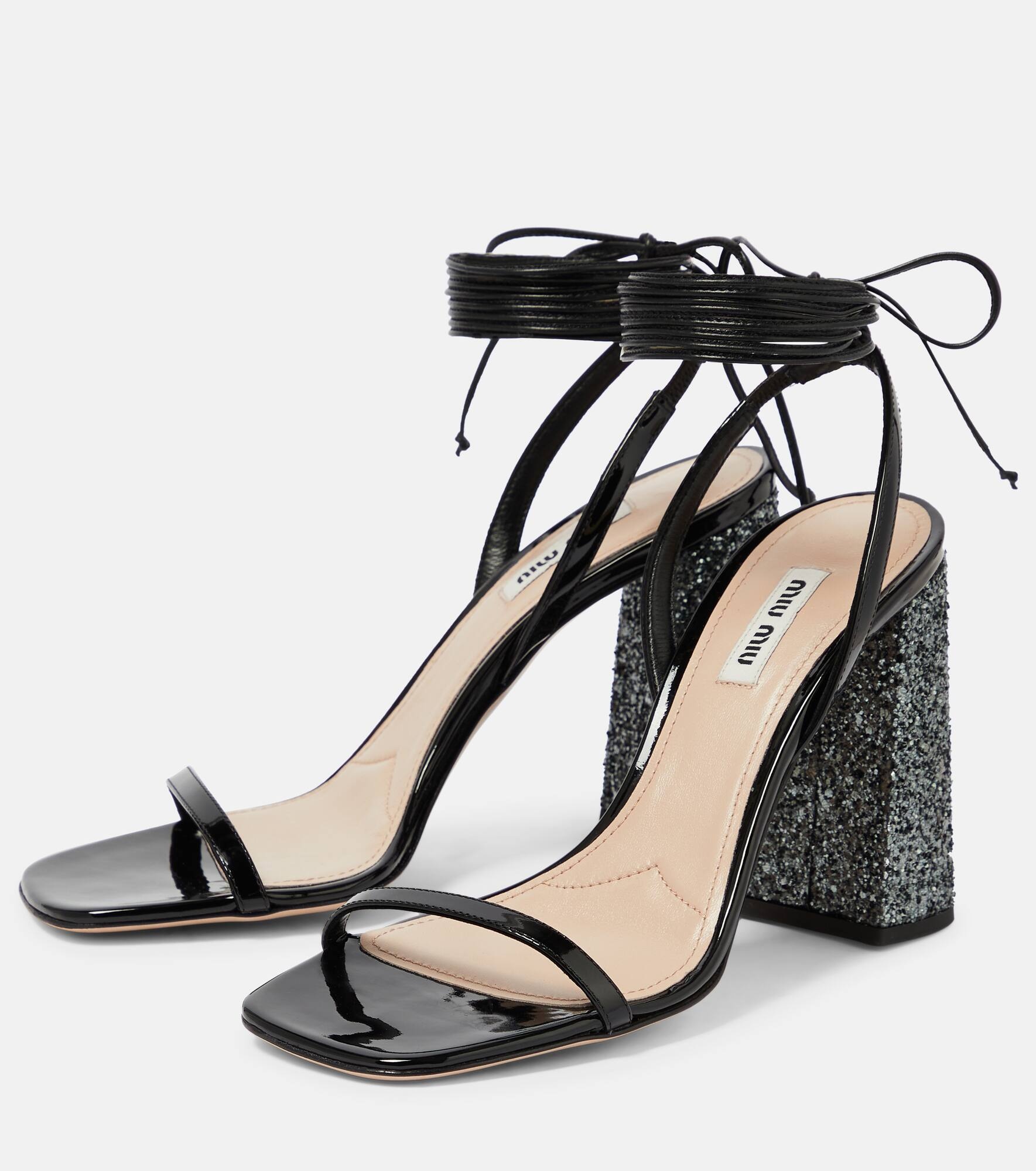 Glitter and patent leather sandals - 5