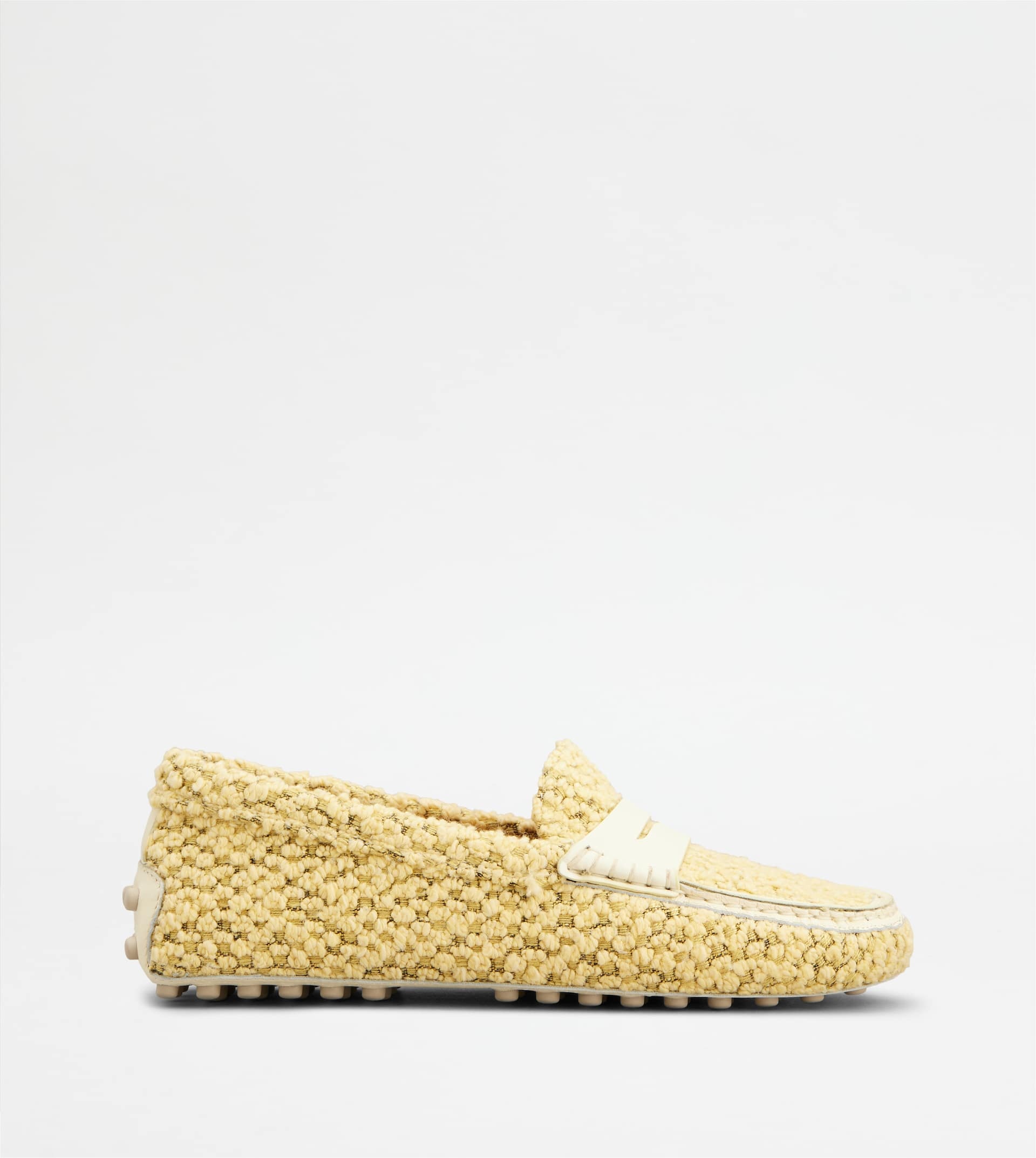GOMMINO DRIVING SHOES IN FABRIC AND LEATHER - YELLOW - 1