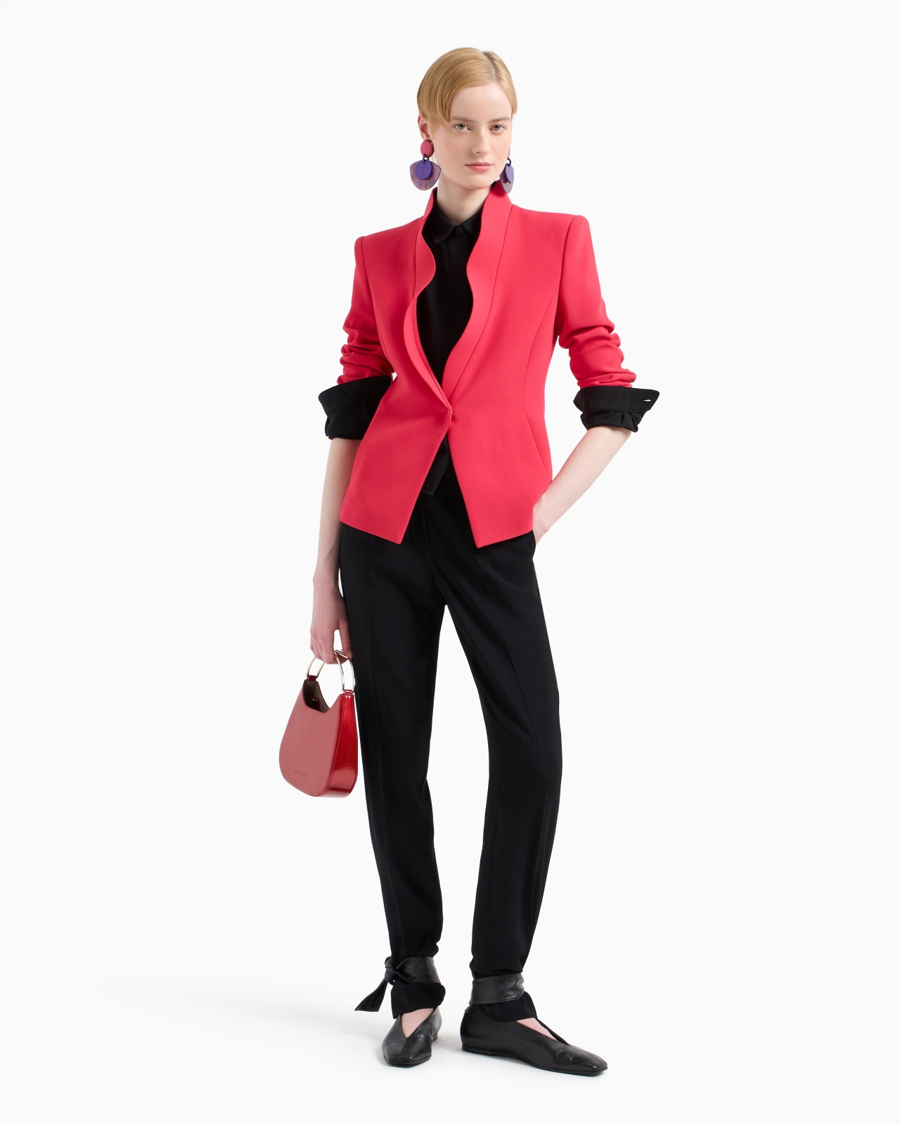 Crêpe cady jacket with ruffle-effect contoured edges - 4