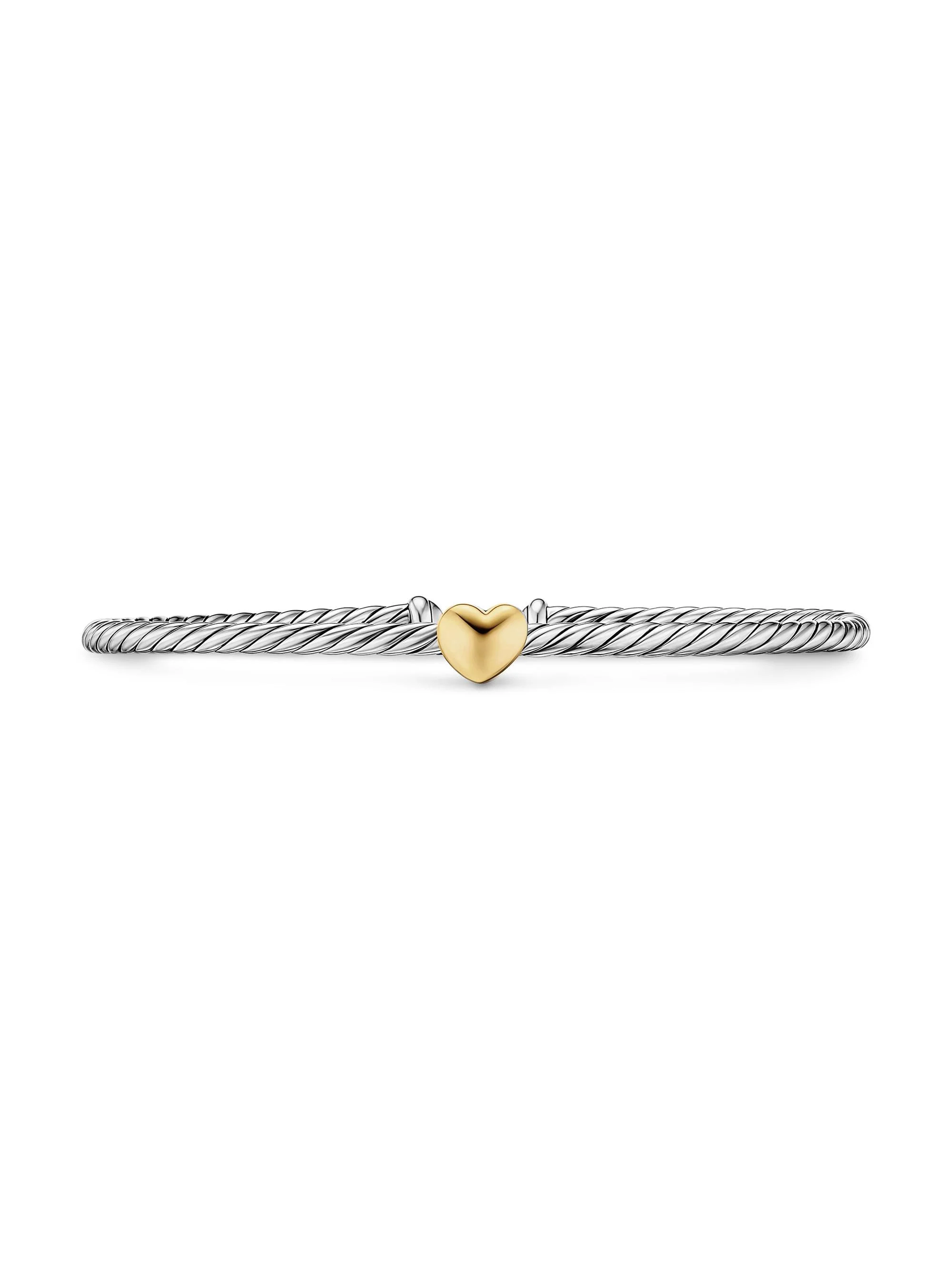 Women's Micro Cable Flex Heart Station Bracelet in Sterling Silver - Silver - 1
