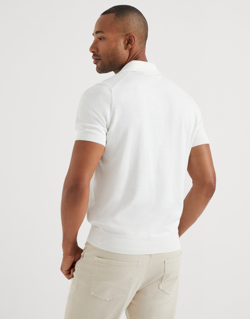 Brunello Cucinelli Cotton lightweight knit polo outlook
