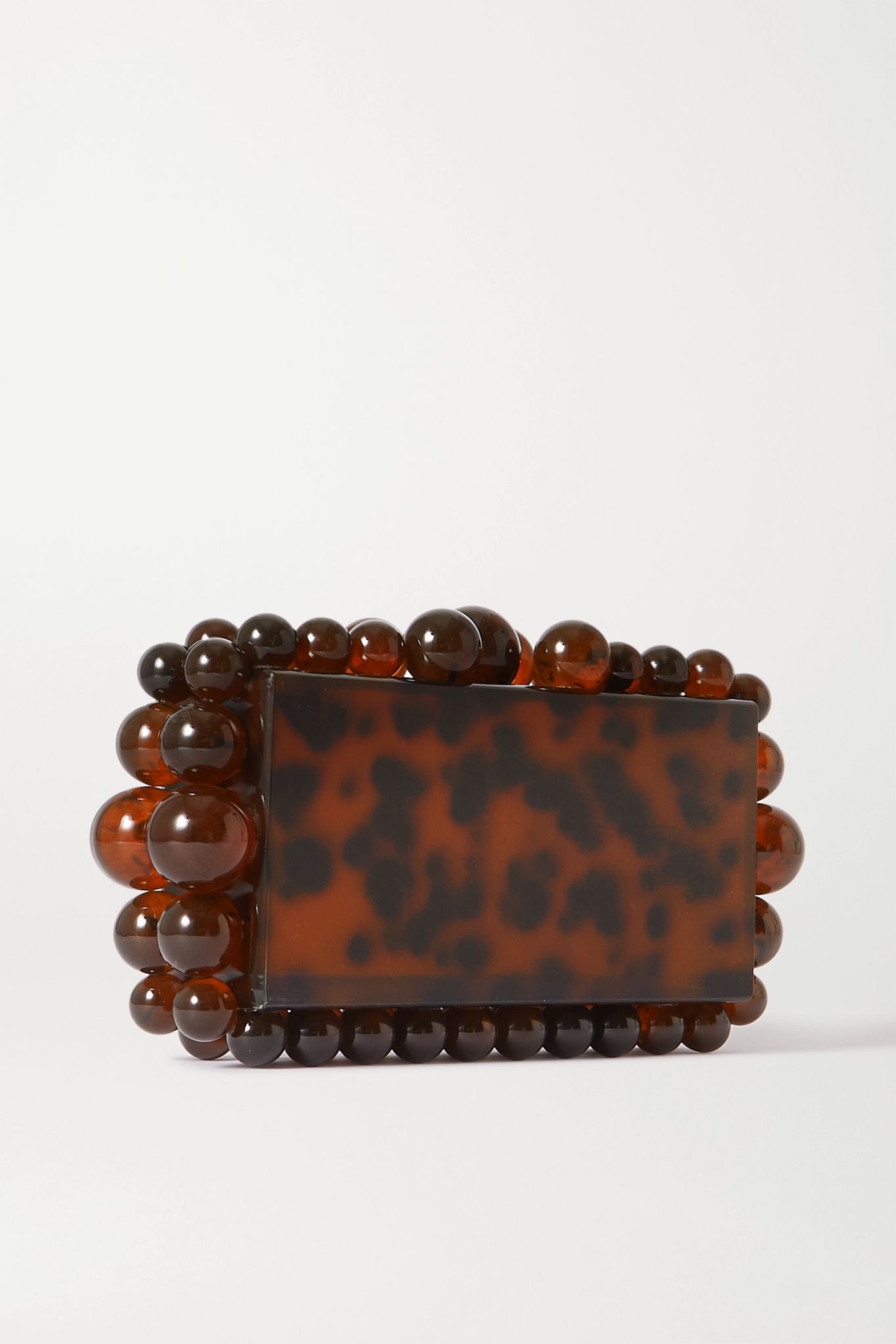 Eos beaded tortoiseshell acrylic clutch - 3