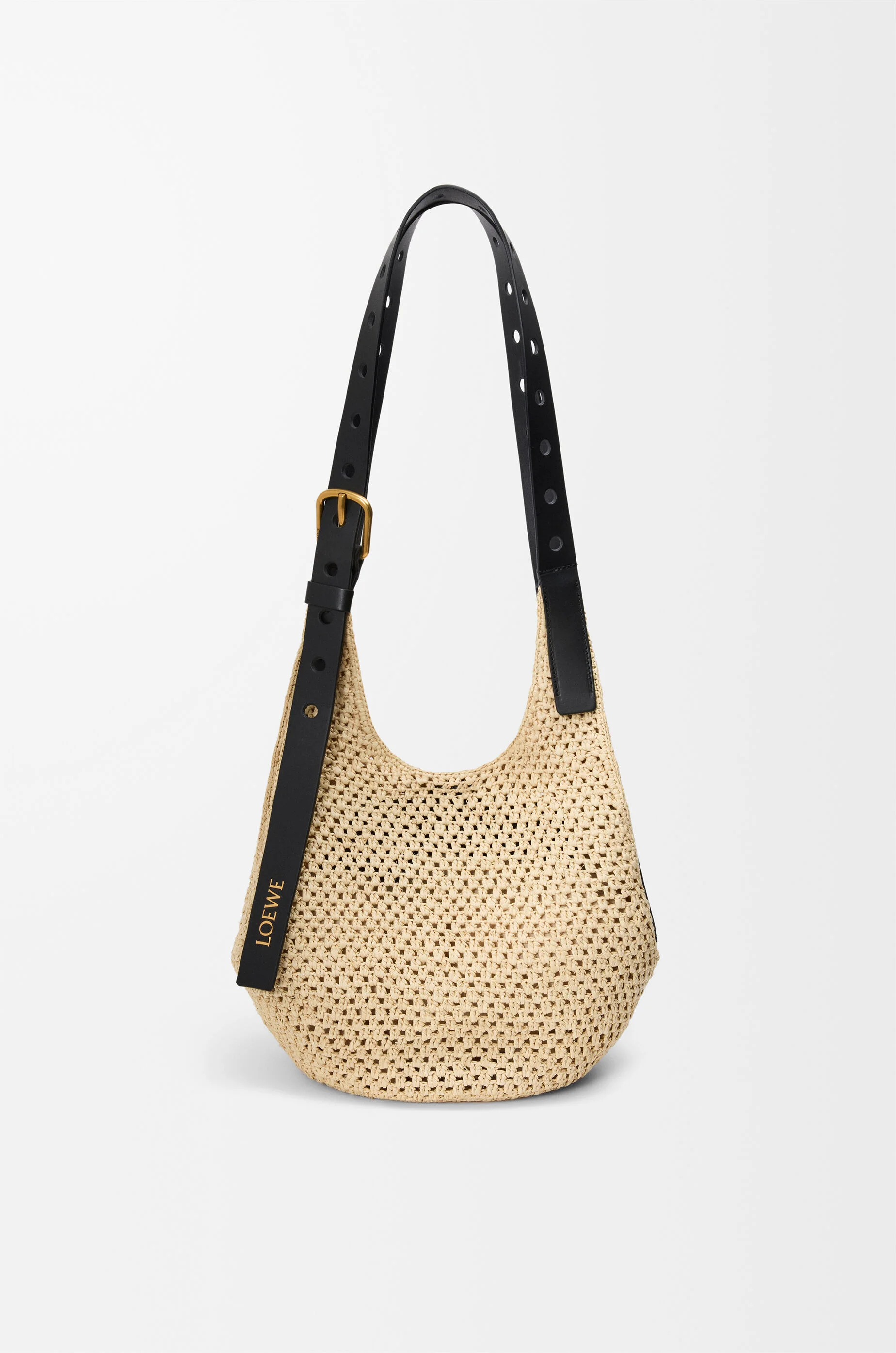 Small Punch Hole hobo in raffia and calfskin - 1