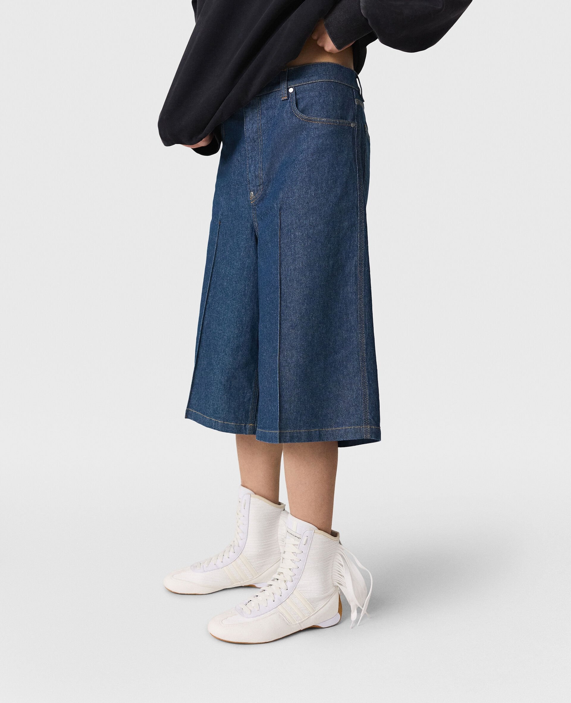 Center-Pleat Denim Tailored Shorts - 5
