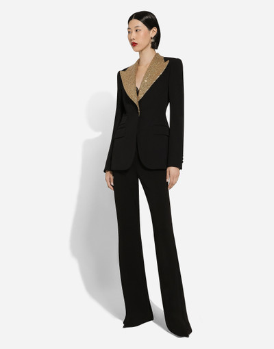 Dolce & Gabbana Single-breasted wool Turlington jacket with sequined lapels outlook