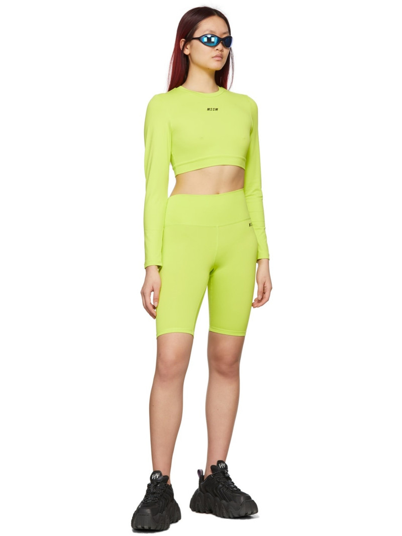 MSGM Green Micro Logo Bike Shorts outlook