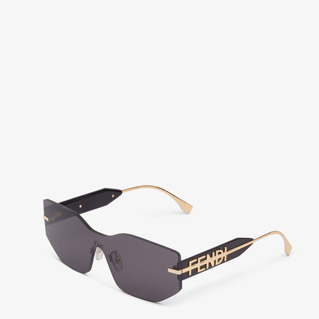 Rectangular Fendigraphy shield sunglasses inspired by the Hobo bag. Temples with in-line gold-colore - 2