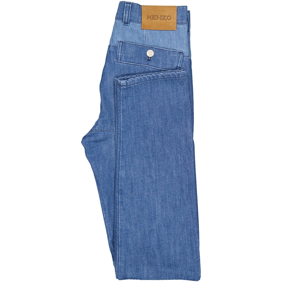 Kenzo Ladies Navy Blue Straight Faded Denim Jeans - 6
