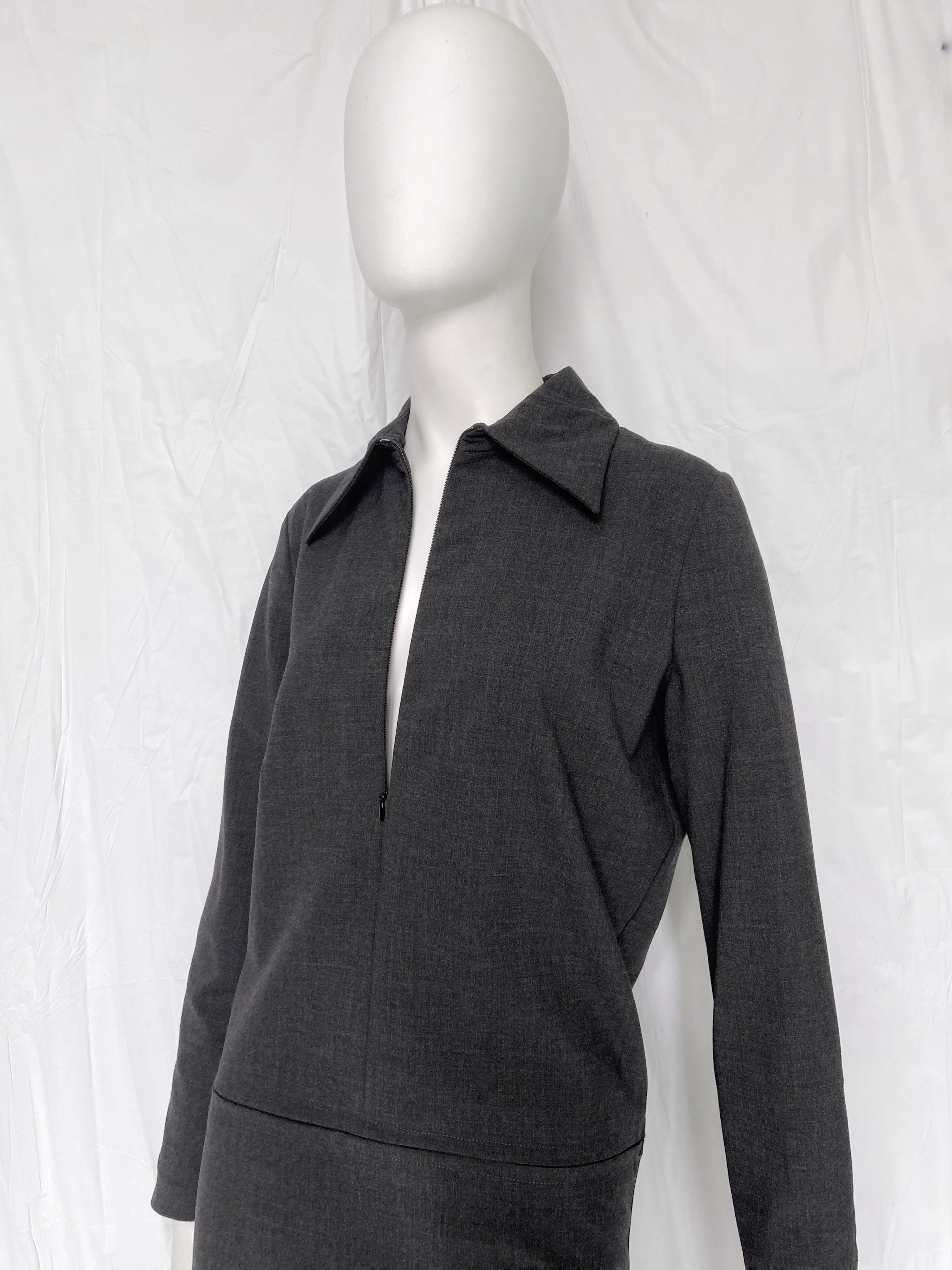 Gucci Fall 1997 Tom Ford Minimal Grey Zip Dress 40 - 4