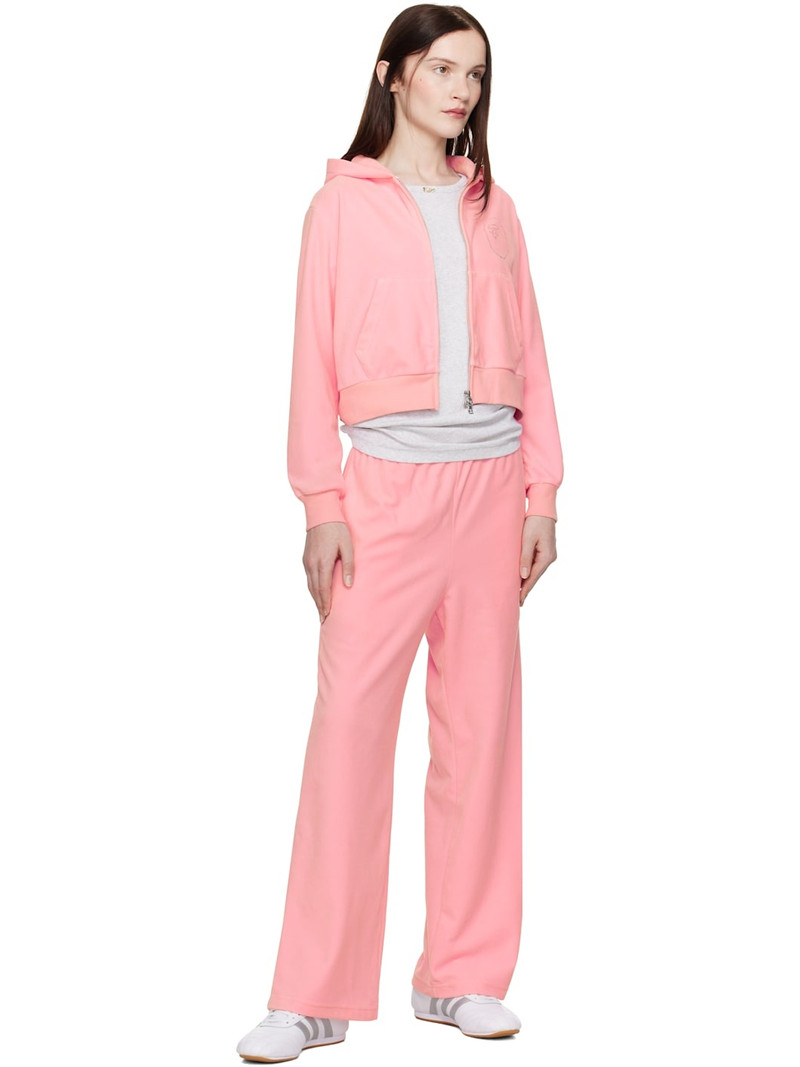 A BATHING APE® Pink Crystal Stone Ape Head Velour Hoodie outlook