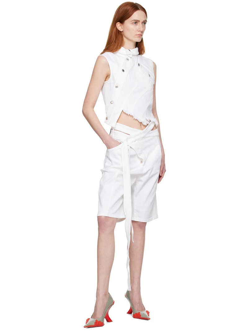 OTTOLINGER White Asymmetrical Denim Shorts outlook
