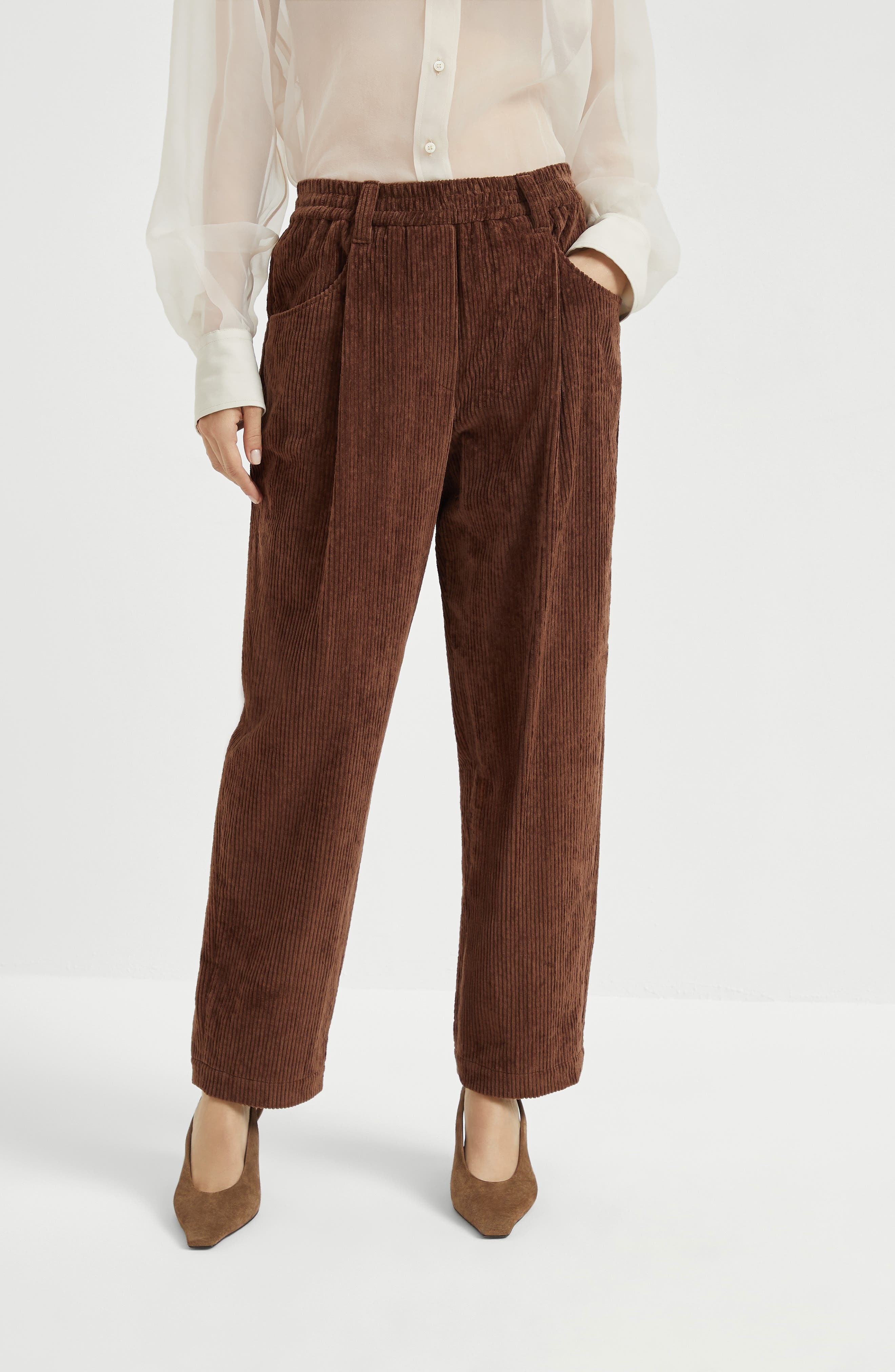 Brunello Cucinelli Corduroy Baggy trousers in Brown at Nordstrom - 2