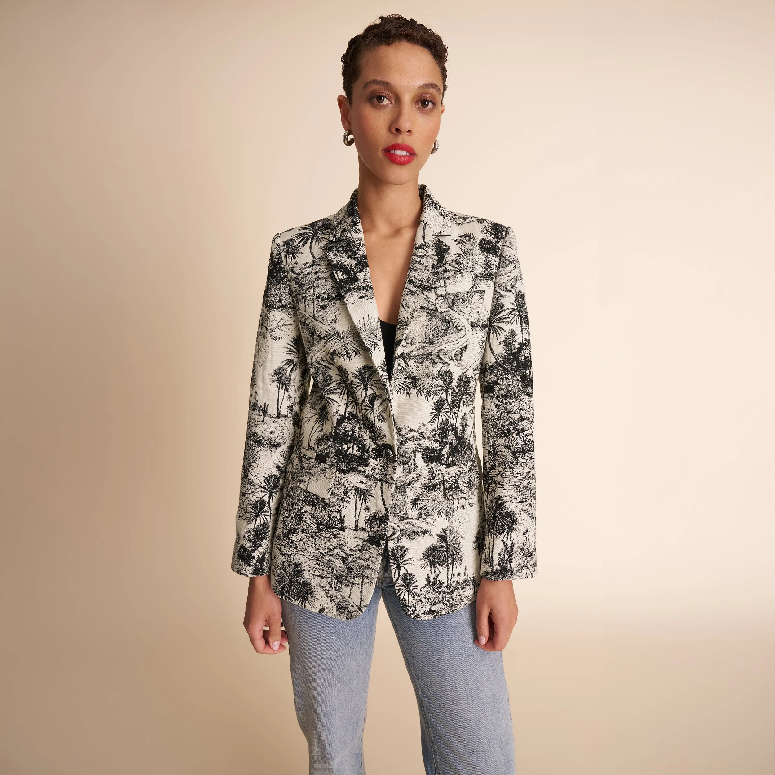 Yiyan Classic Blazer - Palm Toile Jacquard - 1