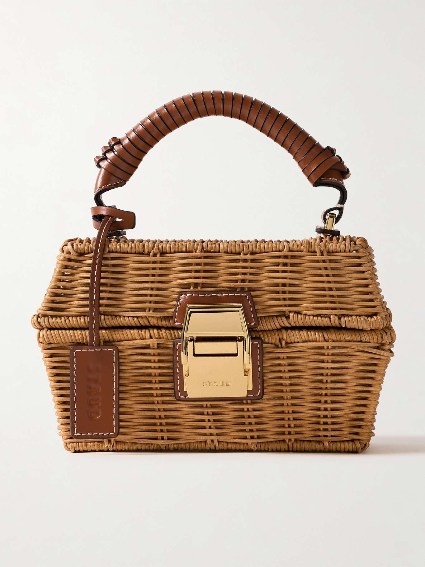 Tackle Box leather-trimmed wicker tote - 1