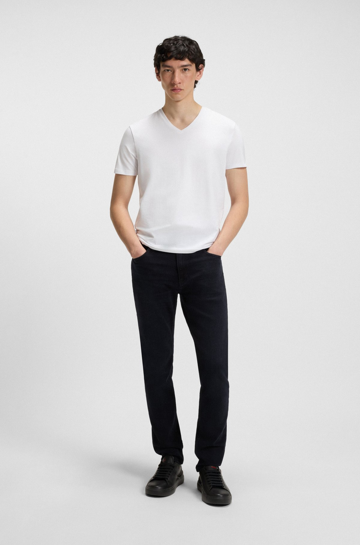 EXTRA-SLIM-FIT JEANS IN BLUE-BLACK STRETCH DENIM - 3