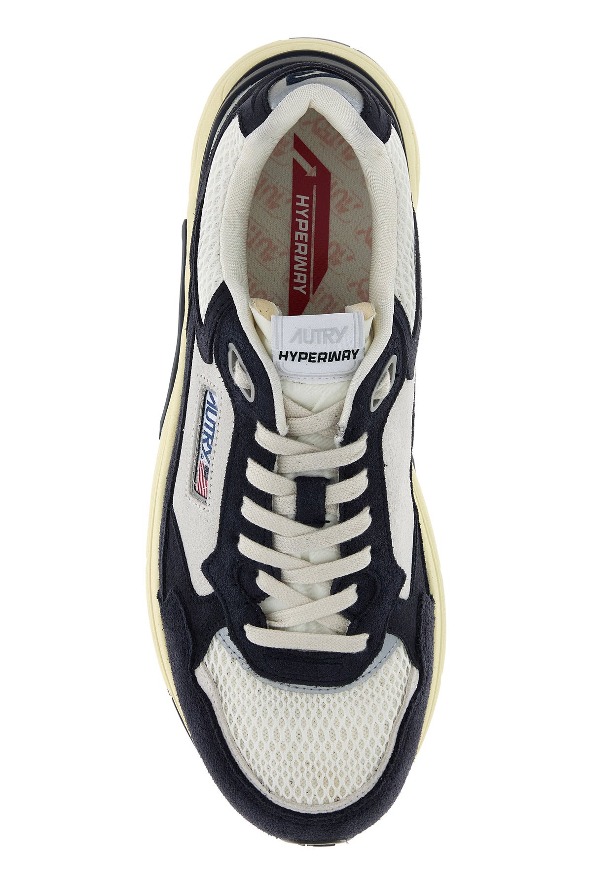 Two-tone leather and mesh Hyperway sneakers - 4