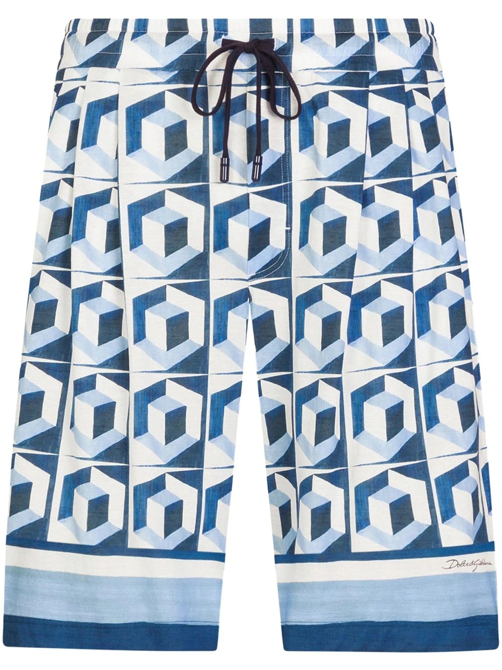 geometric print drawstring shorts - 1